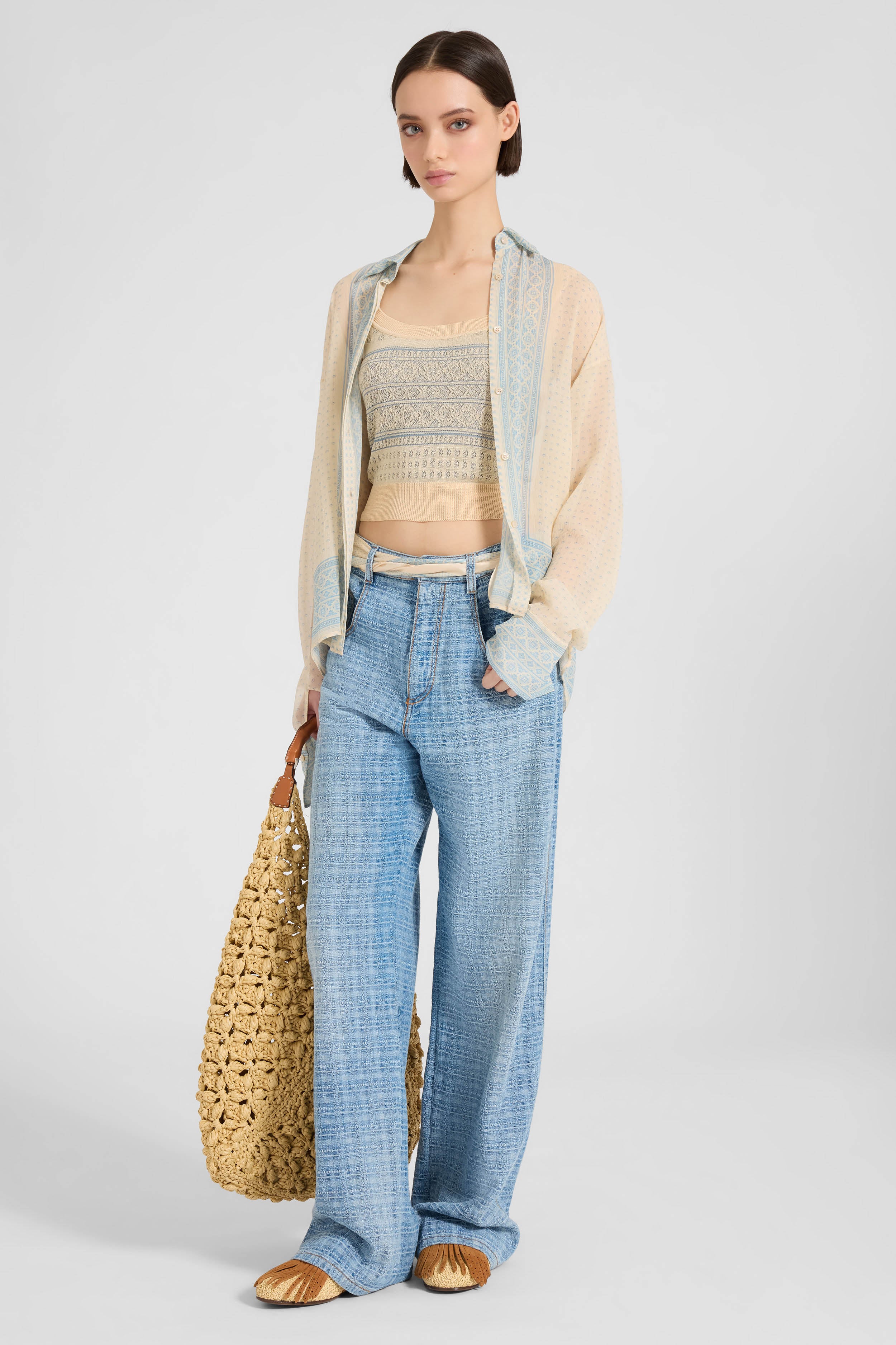 Bandana jacquard top in silk, cotton, and viscose - Image 3