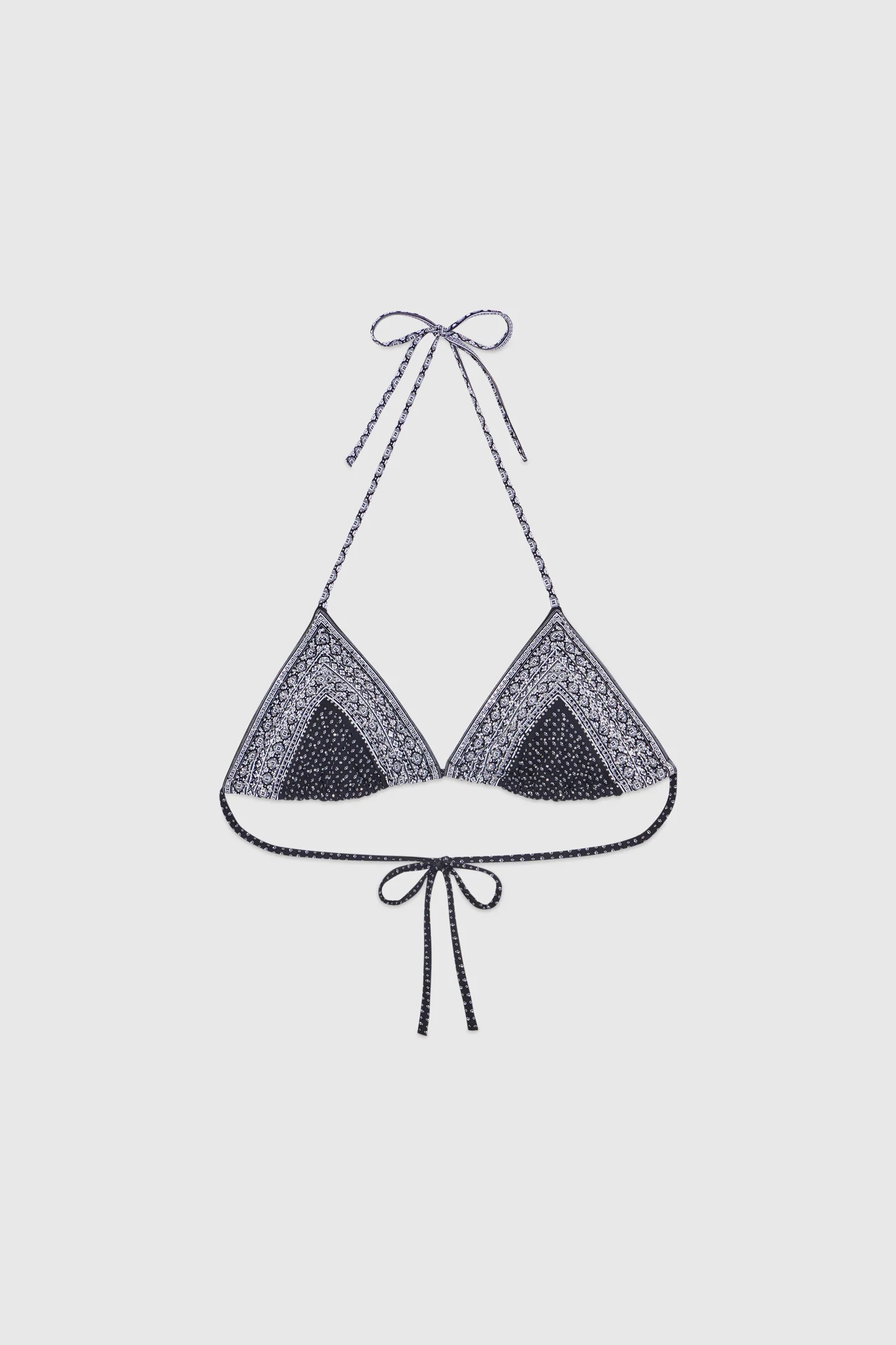 Bandana print triangle bikini with crystals