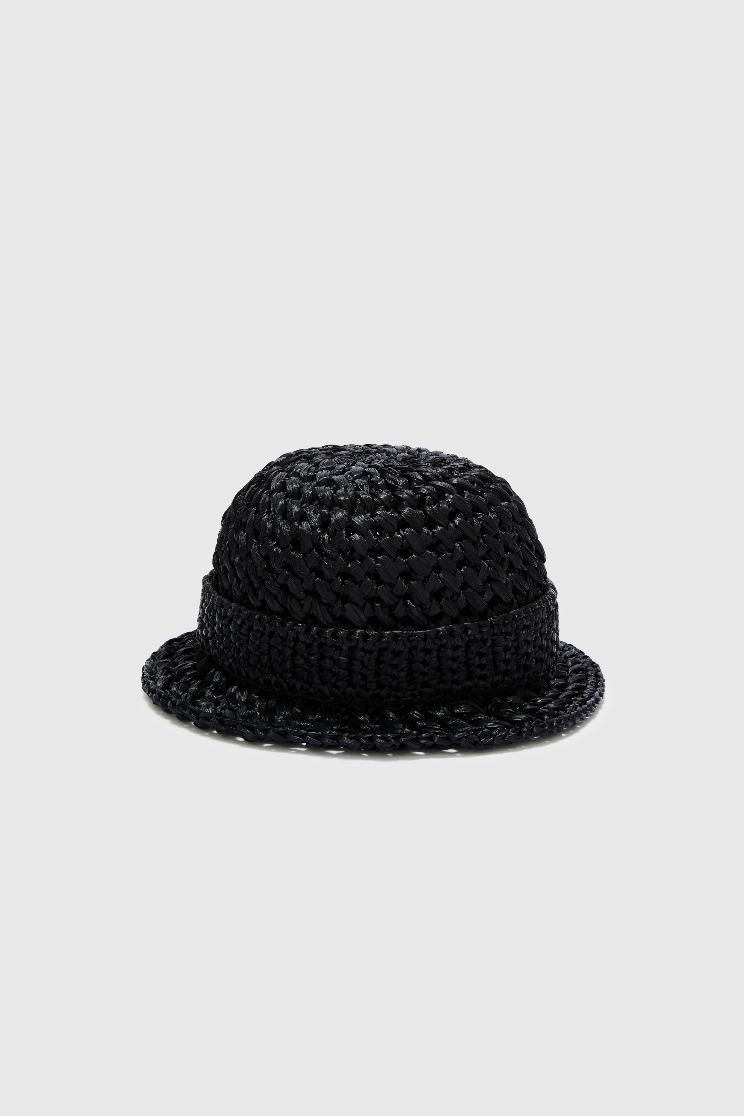 Black raffia cloche with jewel belt - Image 3