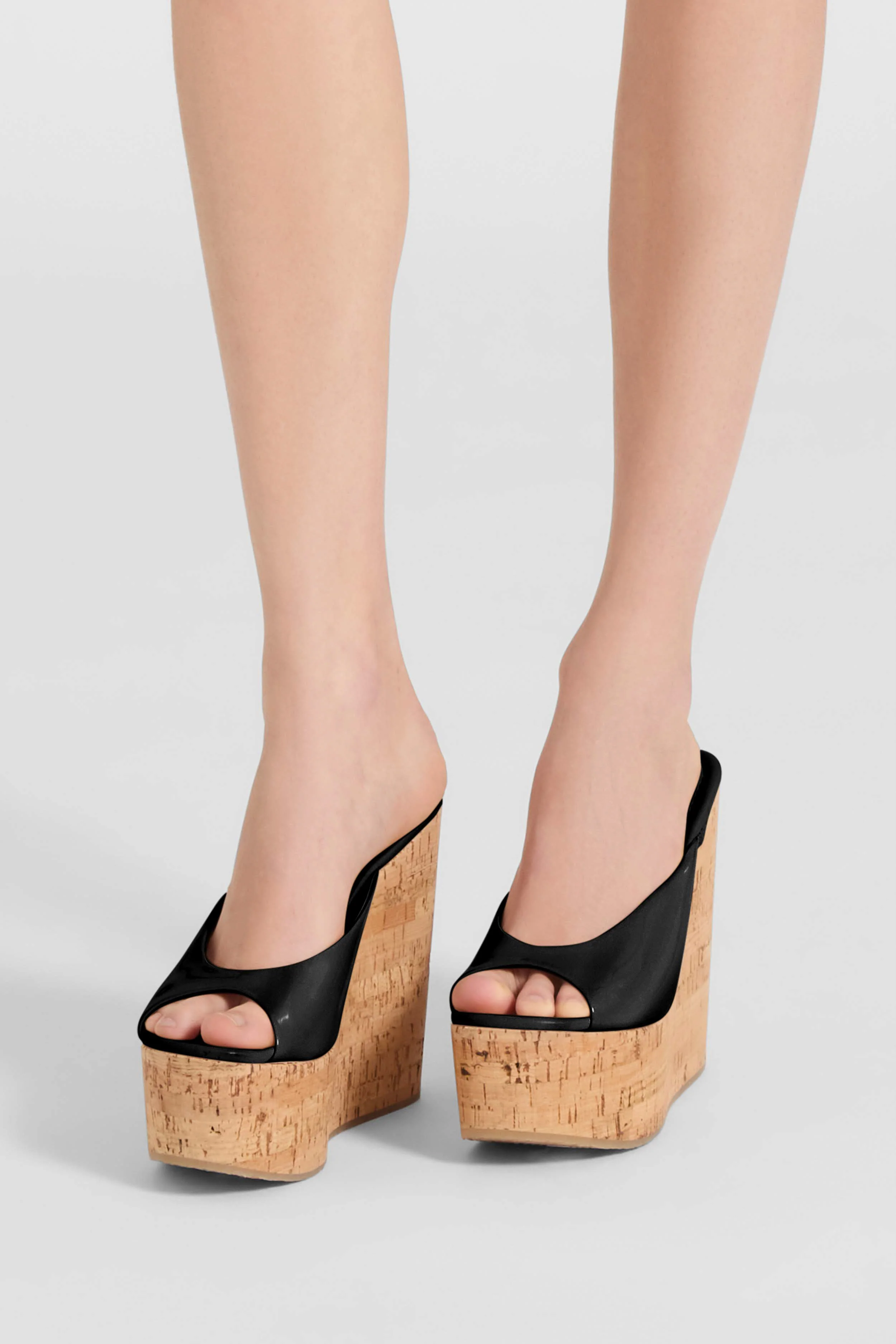 Black smooth nappa wedge open toe sandal - Image 2