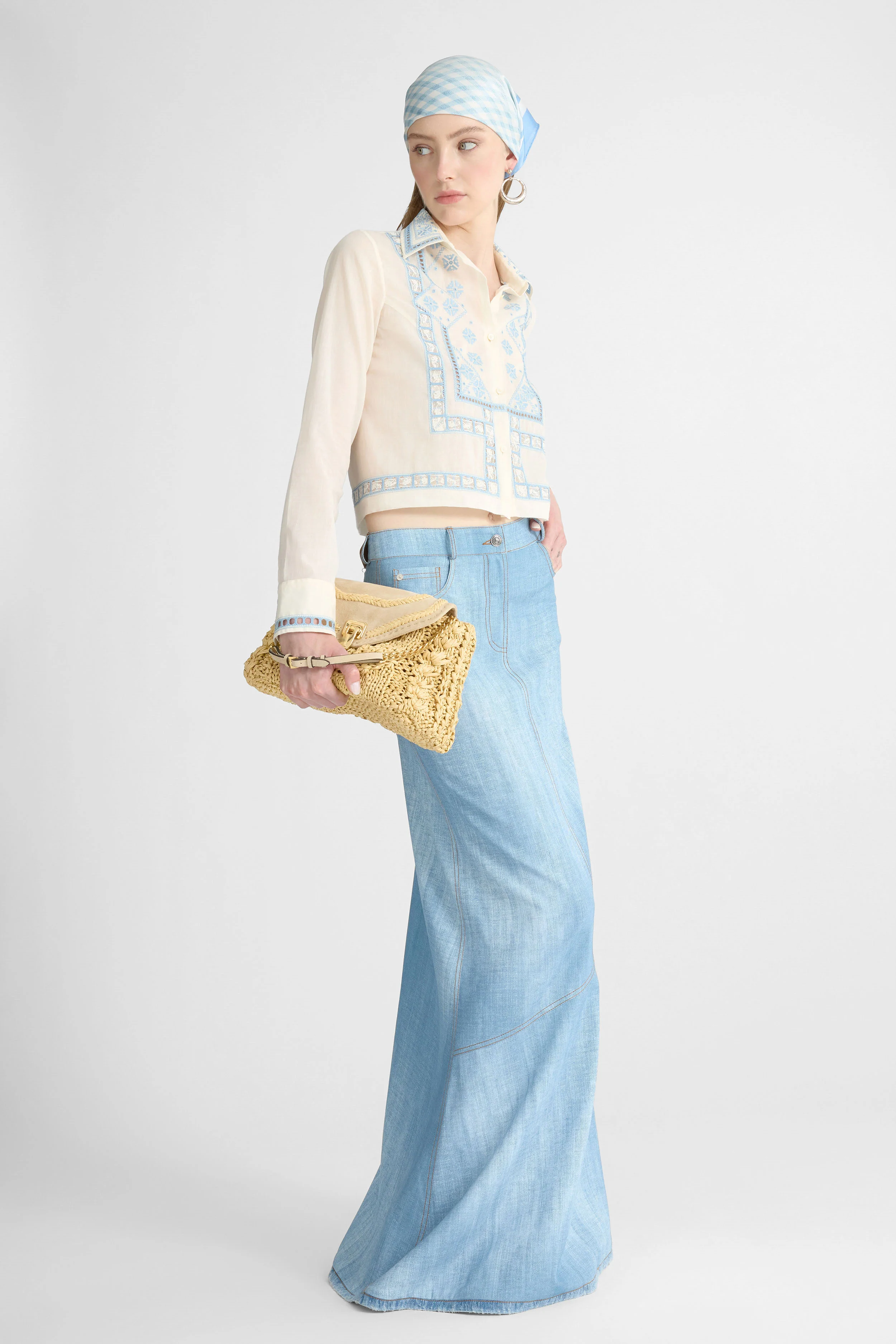 Boxy Cotton Muslin Shirt with Handcrafted Embroidery - Image 3