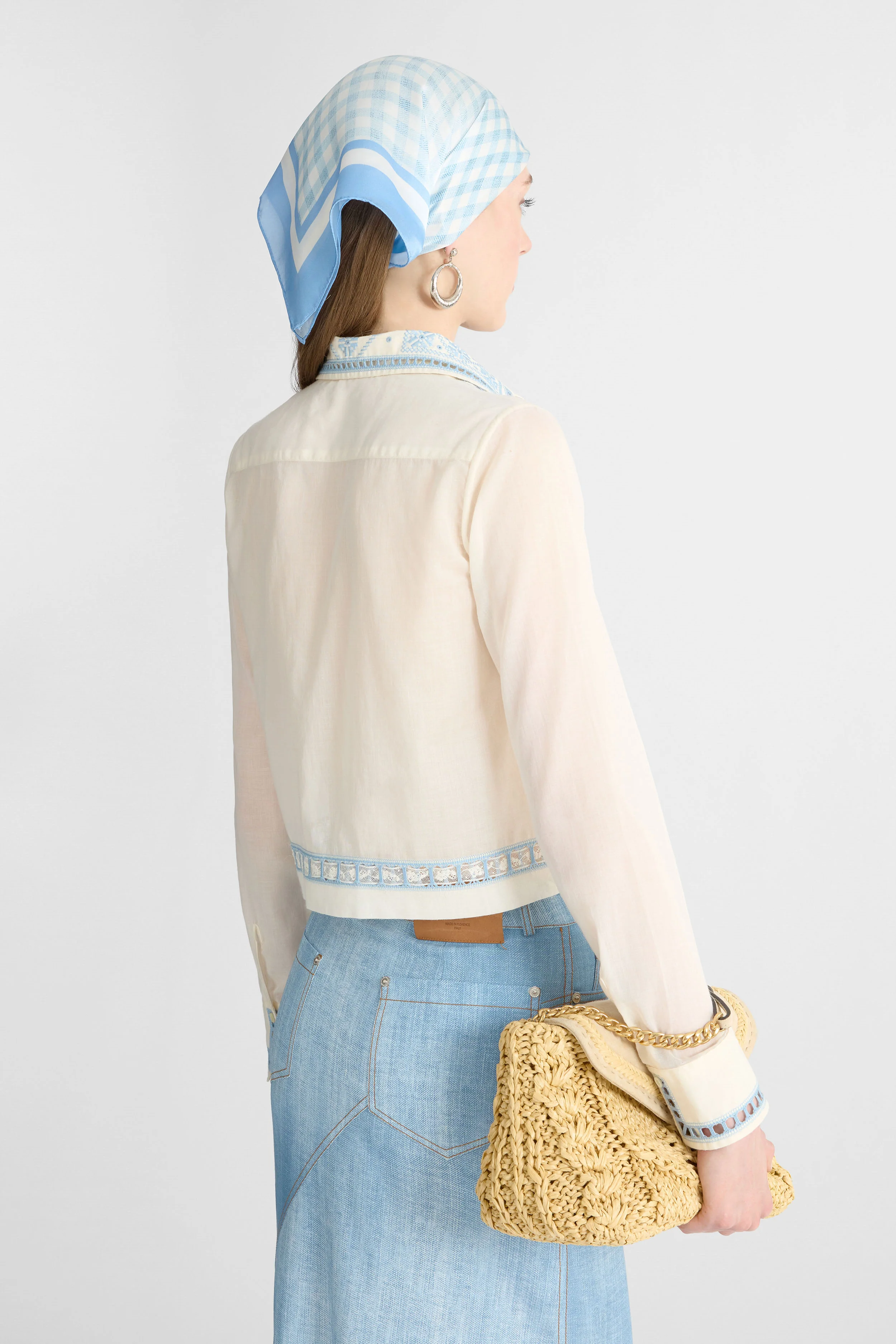 Boxy Cotton Muslin Shirt with Handcrafted Embroidery - Image 5