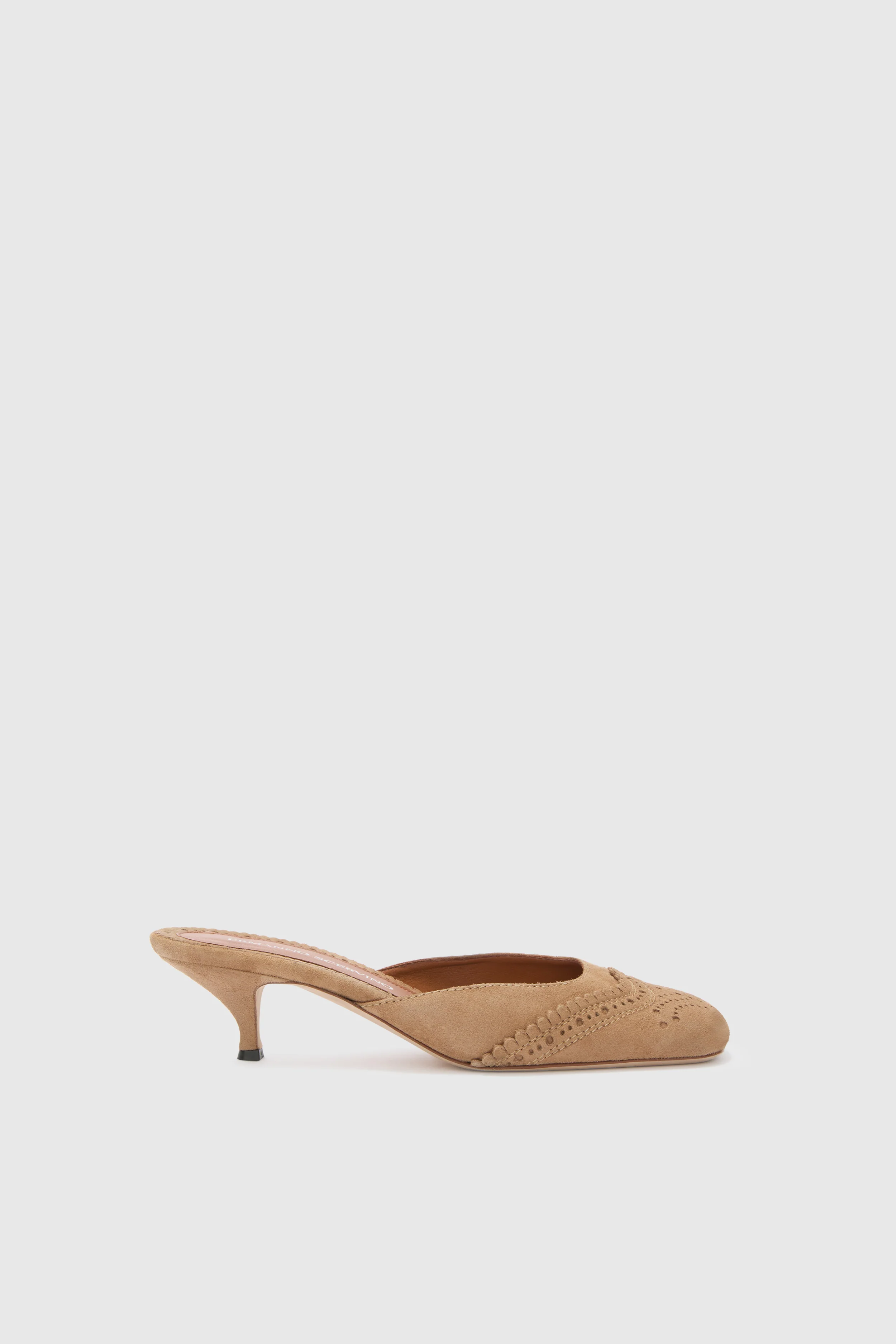 Brogue-detailed mule in suede