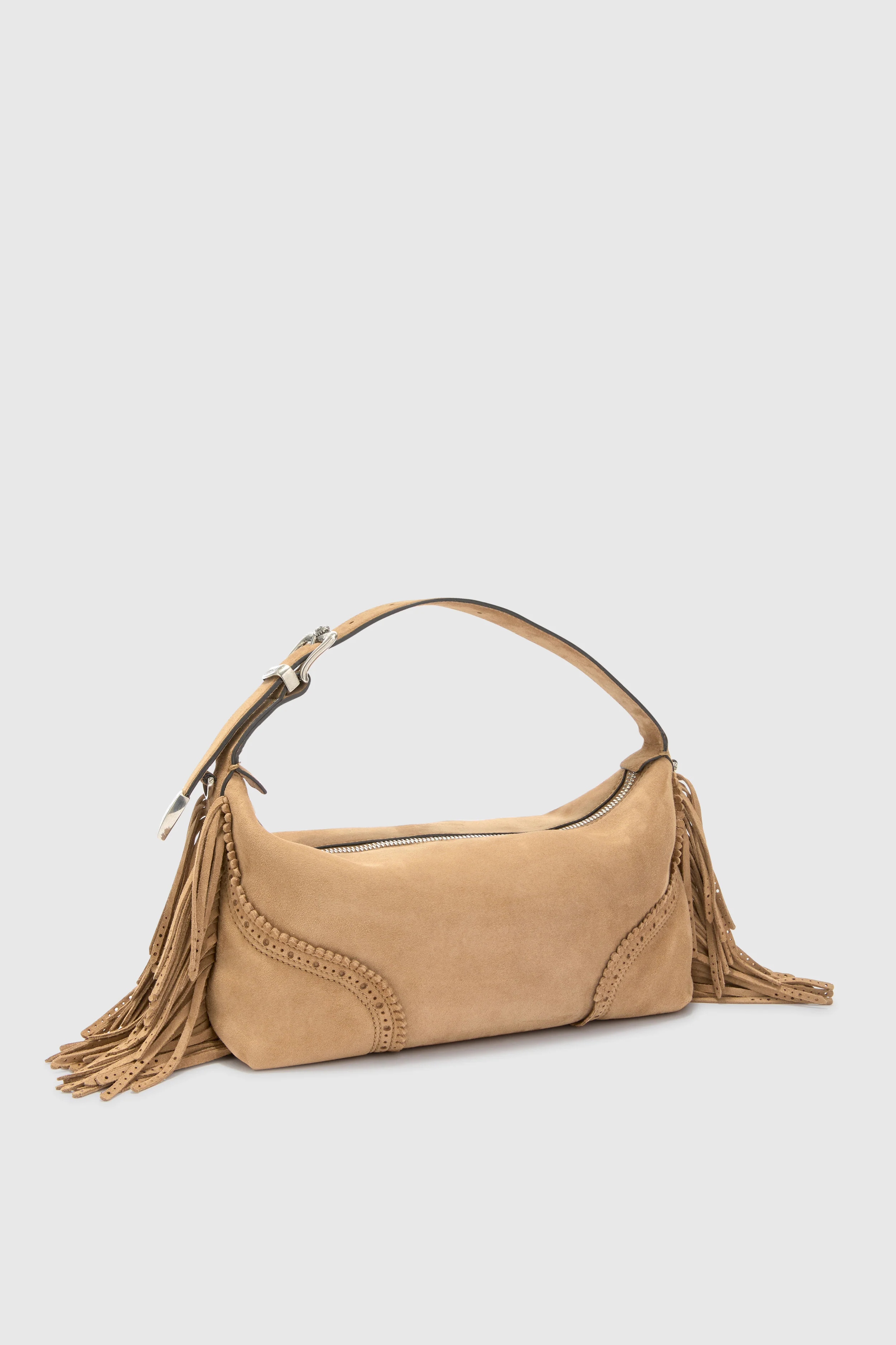 Candy Duffle in taupe suede - Image 2