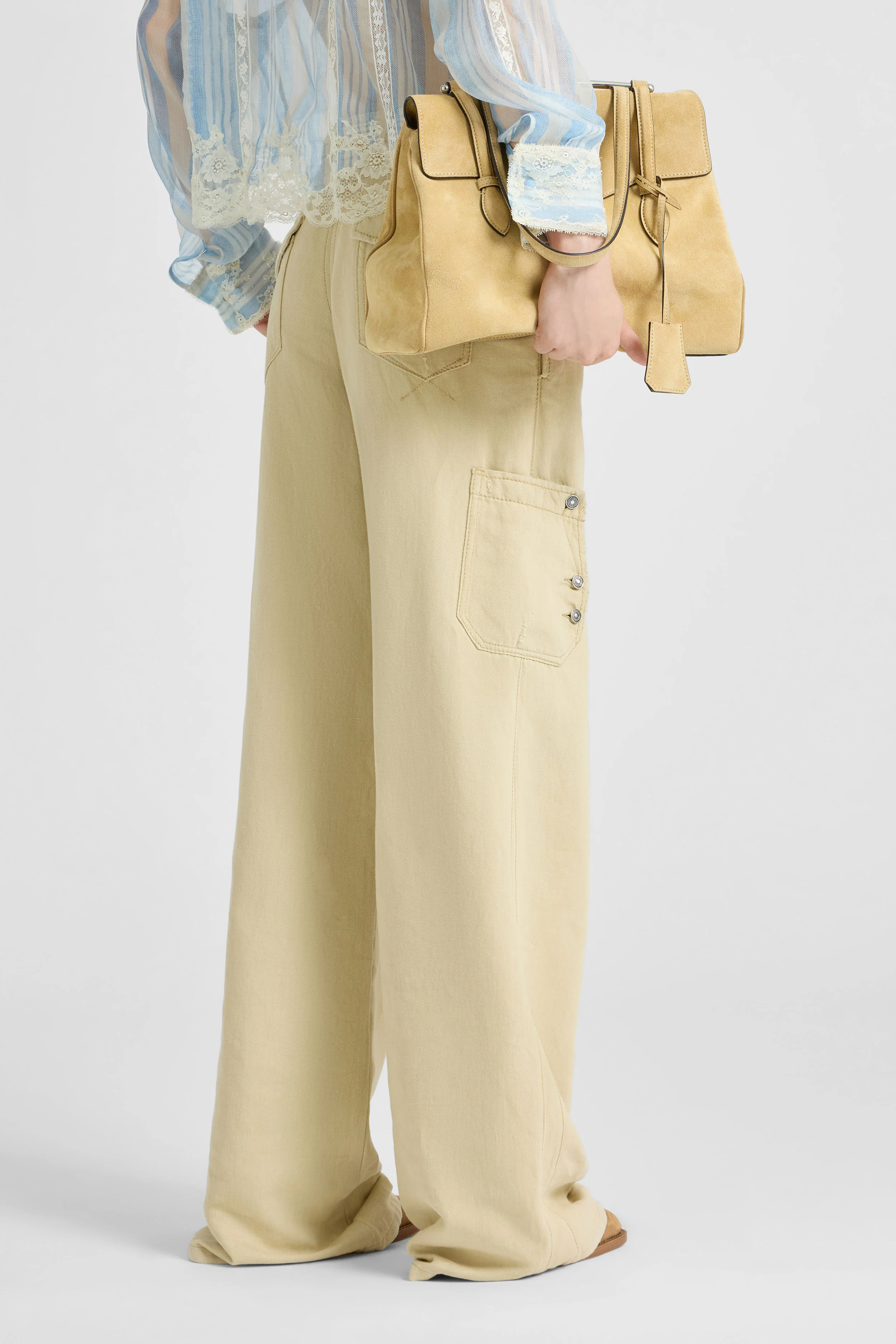 Cargo trousers in cotton-linen blend denim - Image 4