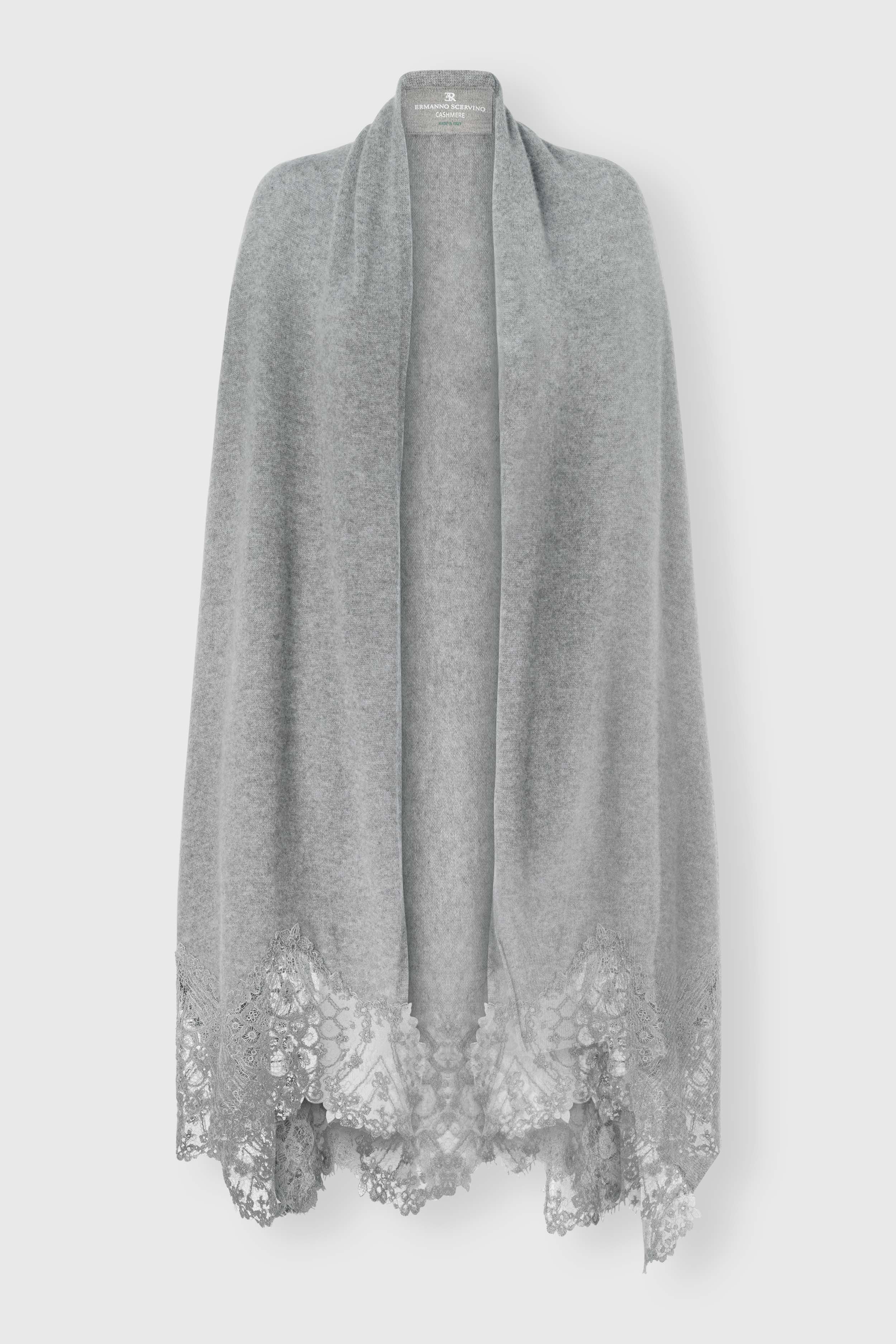 Cashmere Stole with Wool Lace Trim