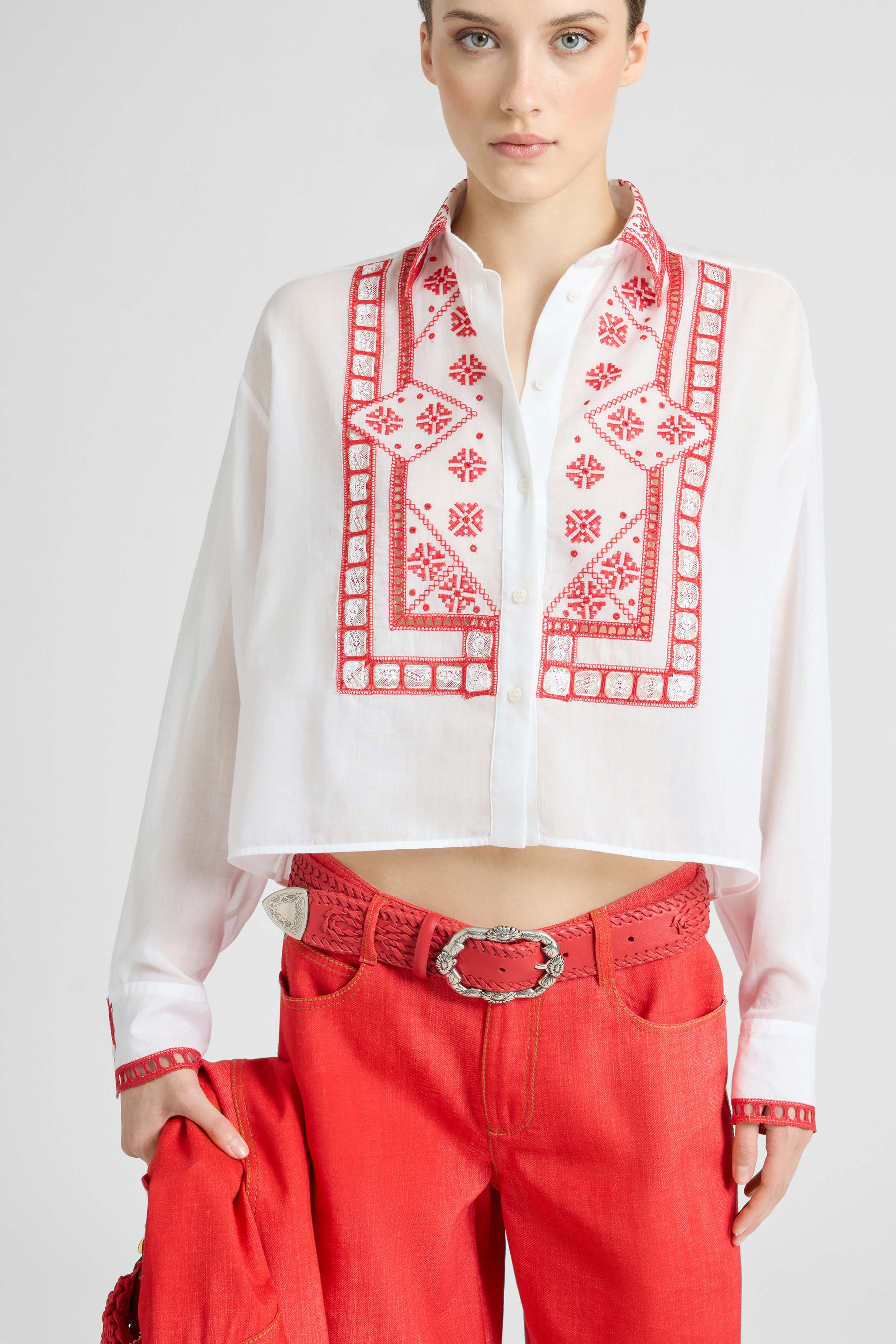 Cotton Muslin Shirt with Manjaro Embroidery - Image 3