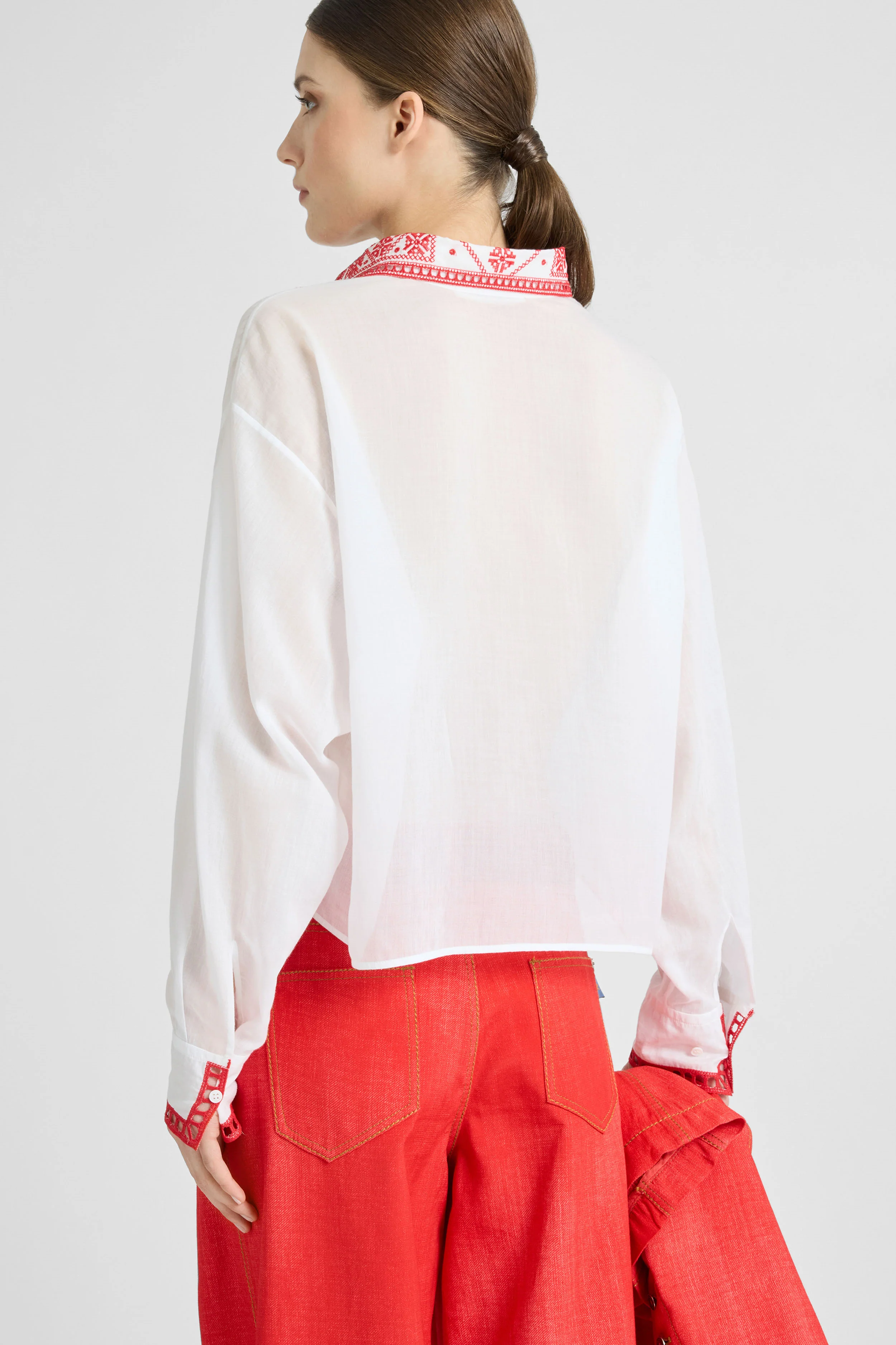 Cotton Muslin Shirt with Manjaro Embroidery - Image 5