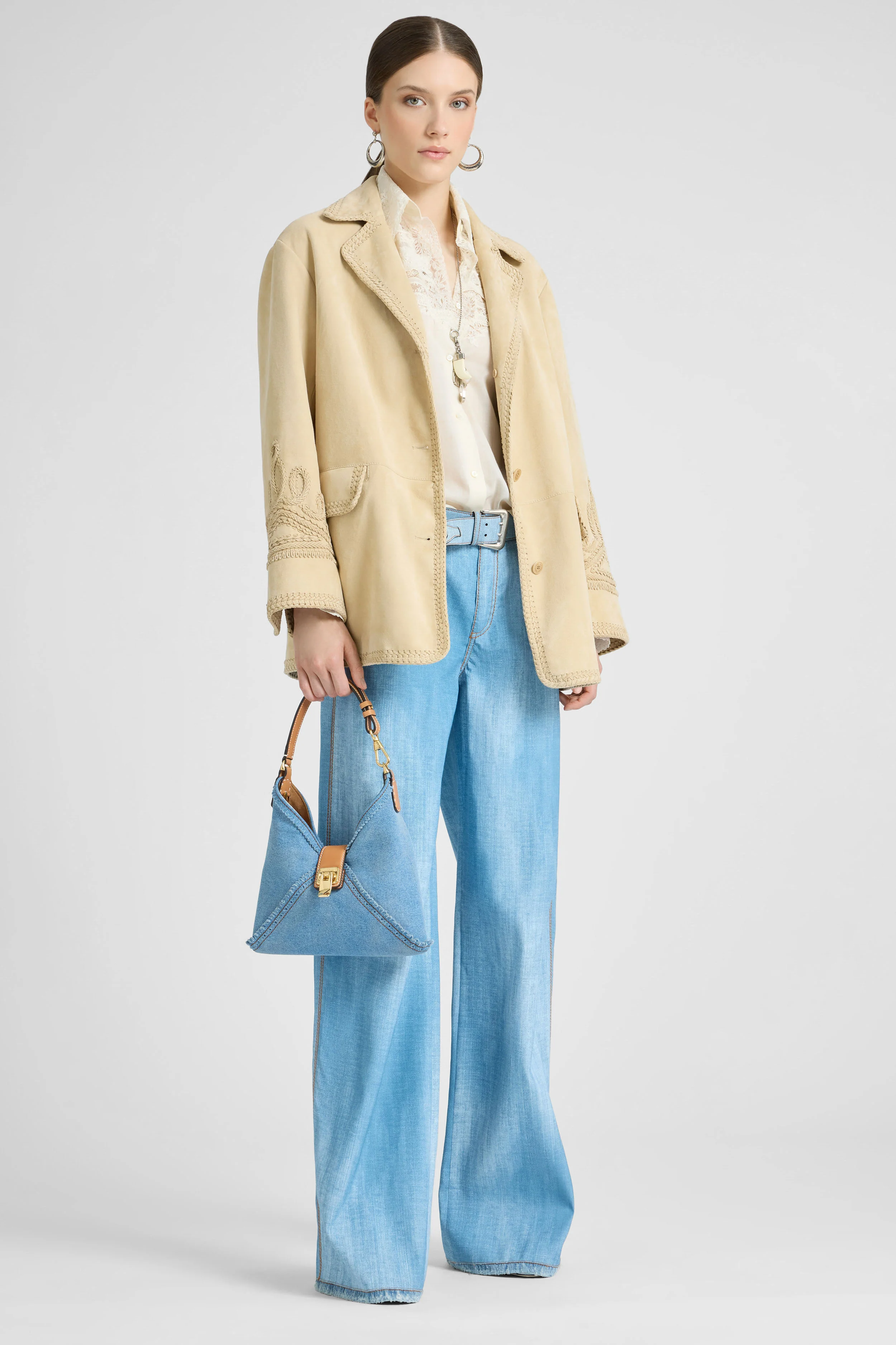 Cotton Muslin Shirt with Valencienne, San Gallo, and Rebrodé Lace - Image 3