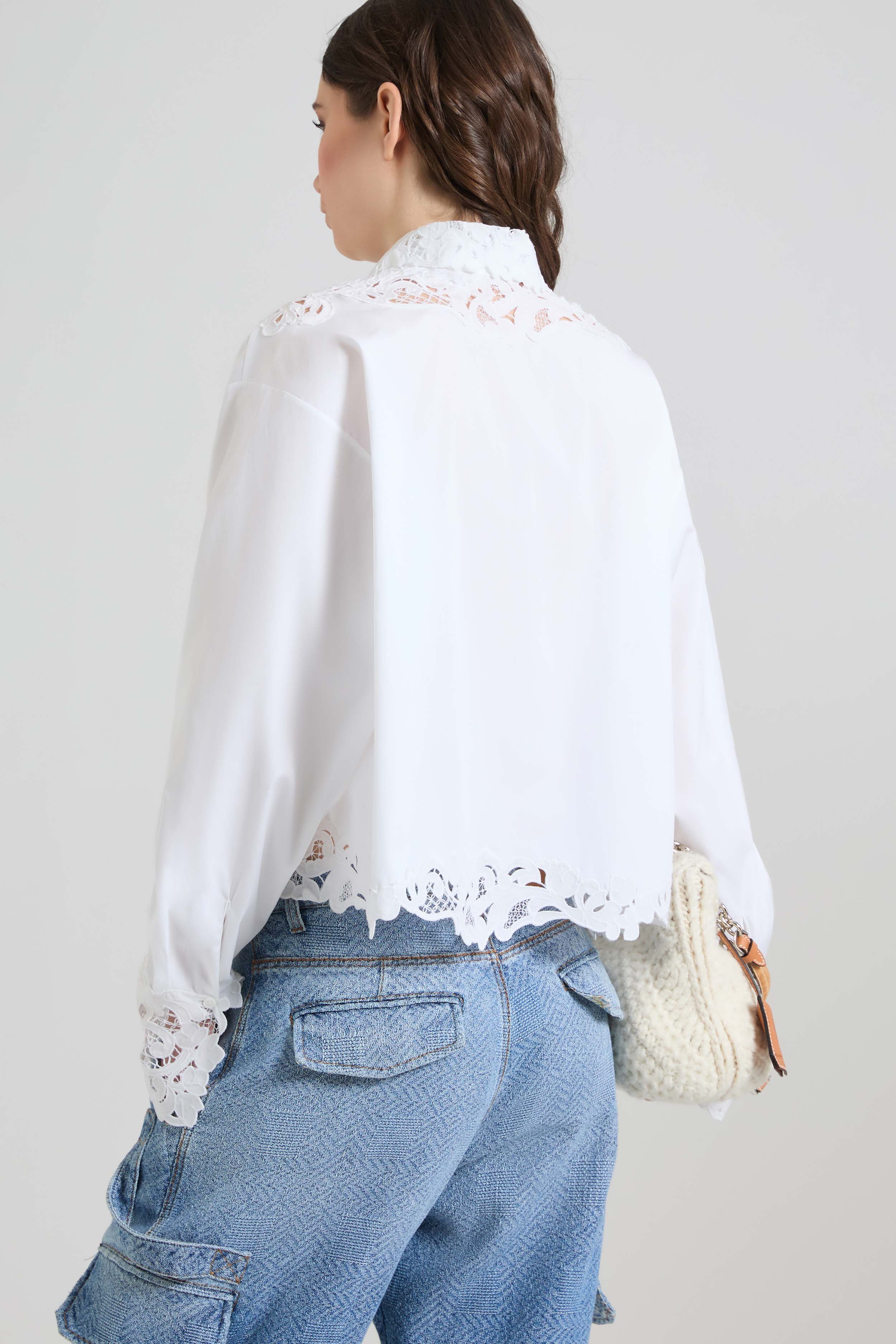 Cotton poplin shirt with hand-cut lace detailing - Image 5