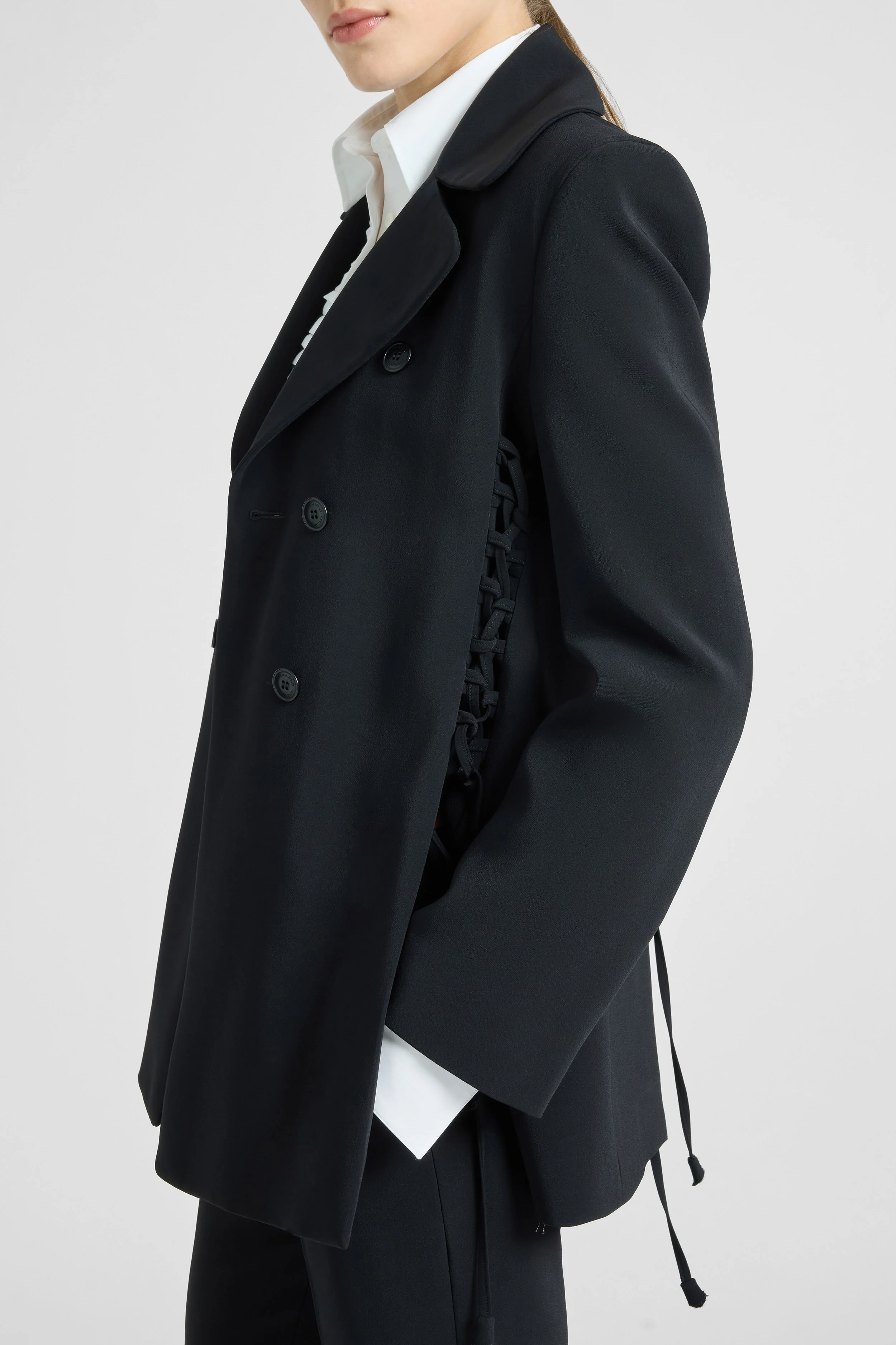 Double-breasted cadì viscose jacket with guepierre details - Image 3