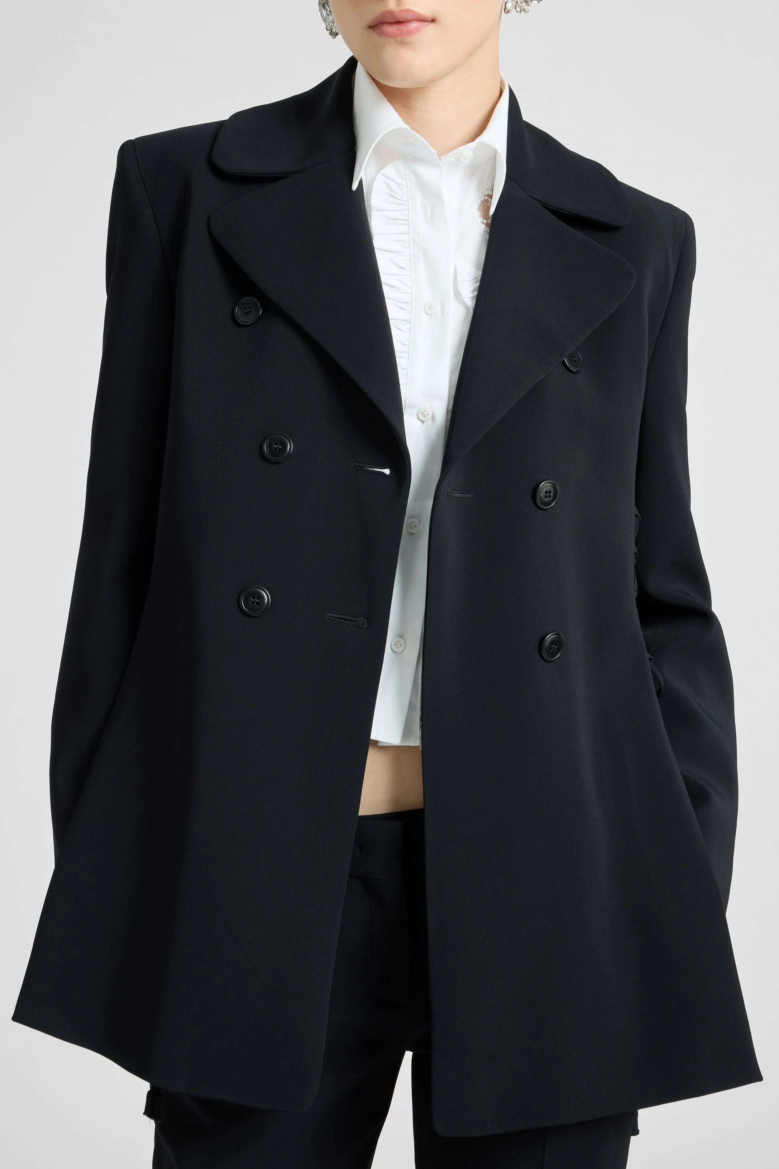 Double-breasted cadì viscose jacket with guepierre details - Image 4