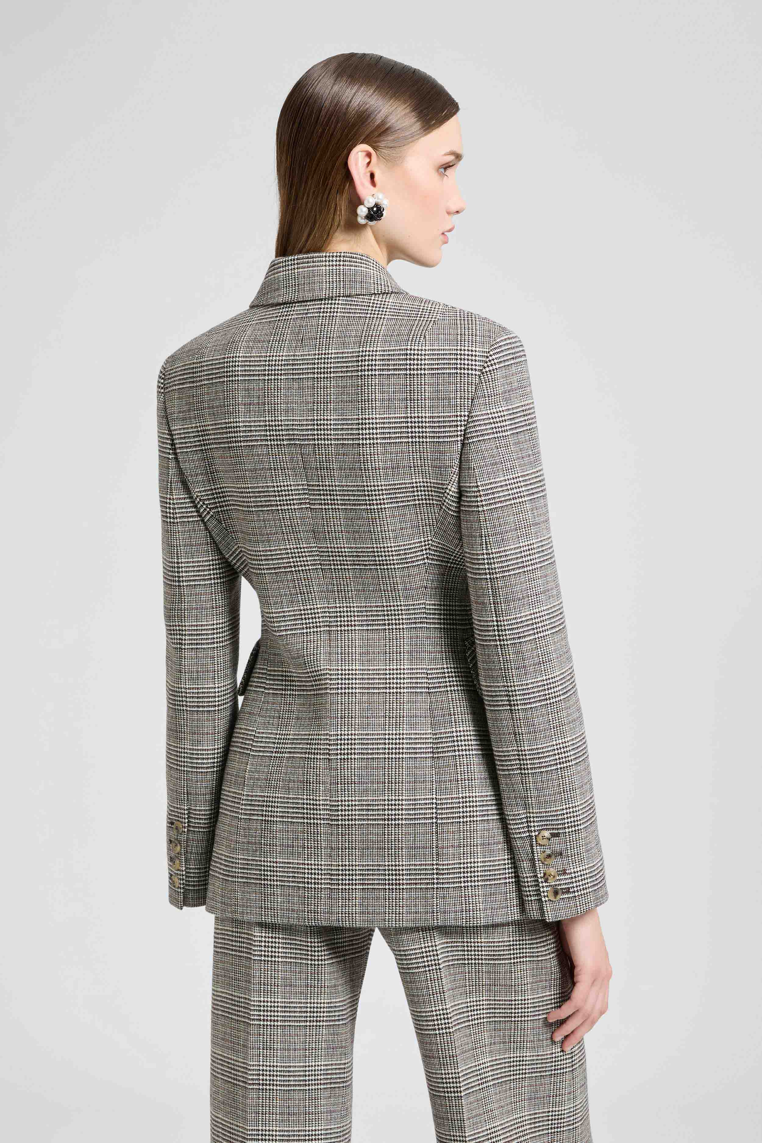 Double-Breasted Jacket in Wool with Yarn-Dyed Glen Plaid Pattern - Image 3