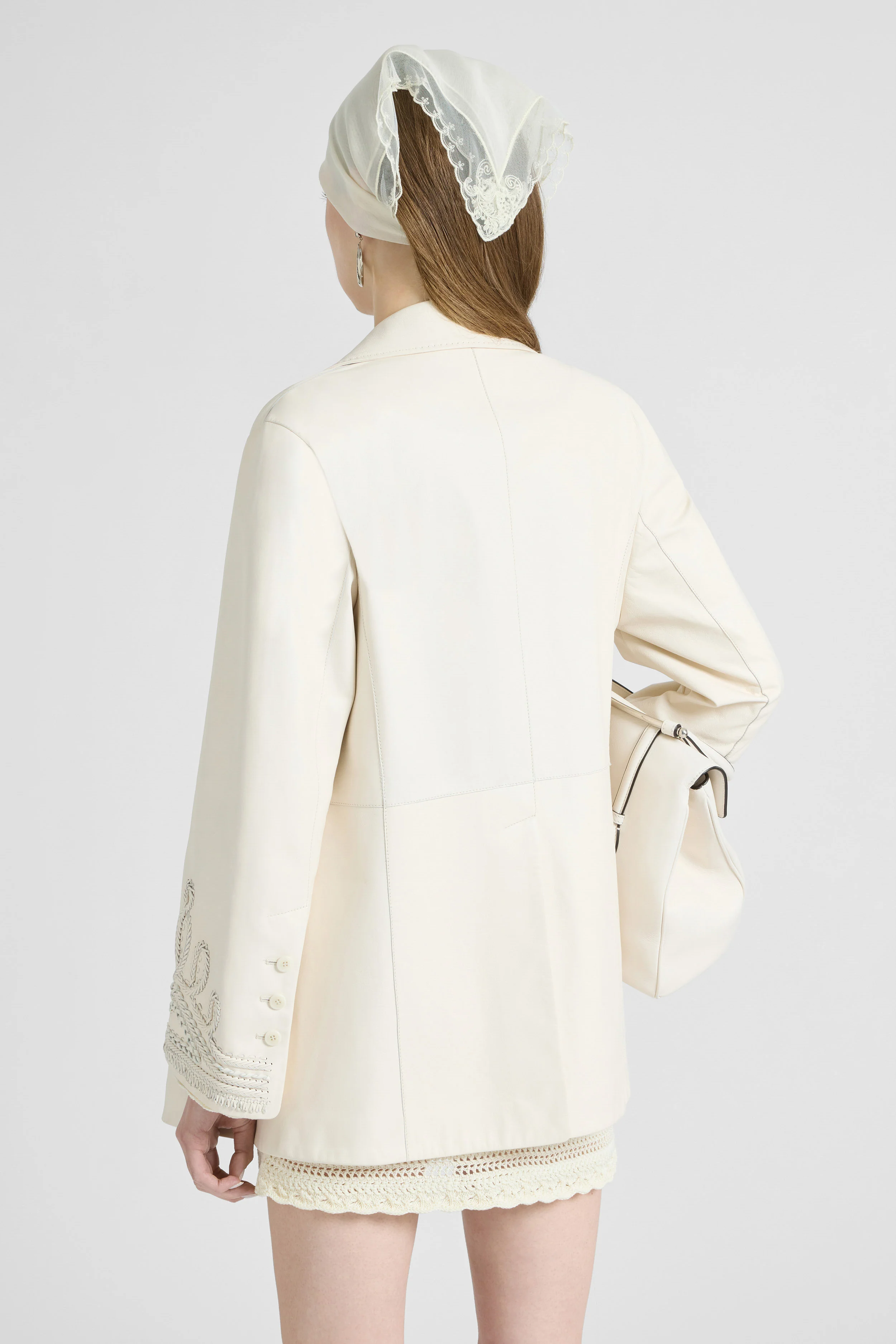 Double-Breasted Nappa Leather Jacket with Handcrafted Embroidery - Image 4