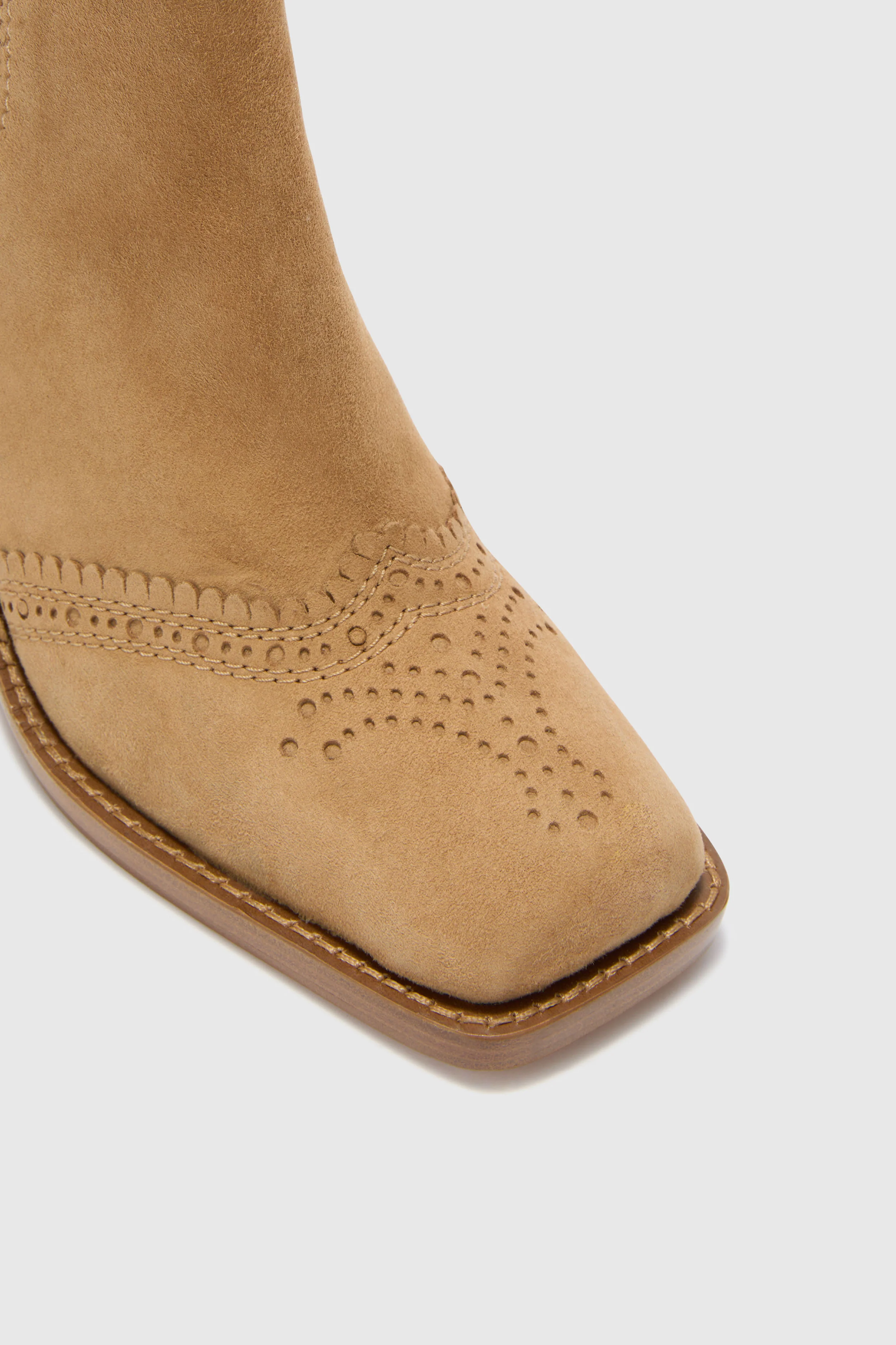 Elasticated suede western ankle boot with brogue details - Image 4