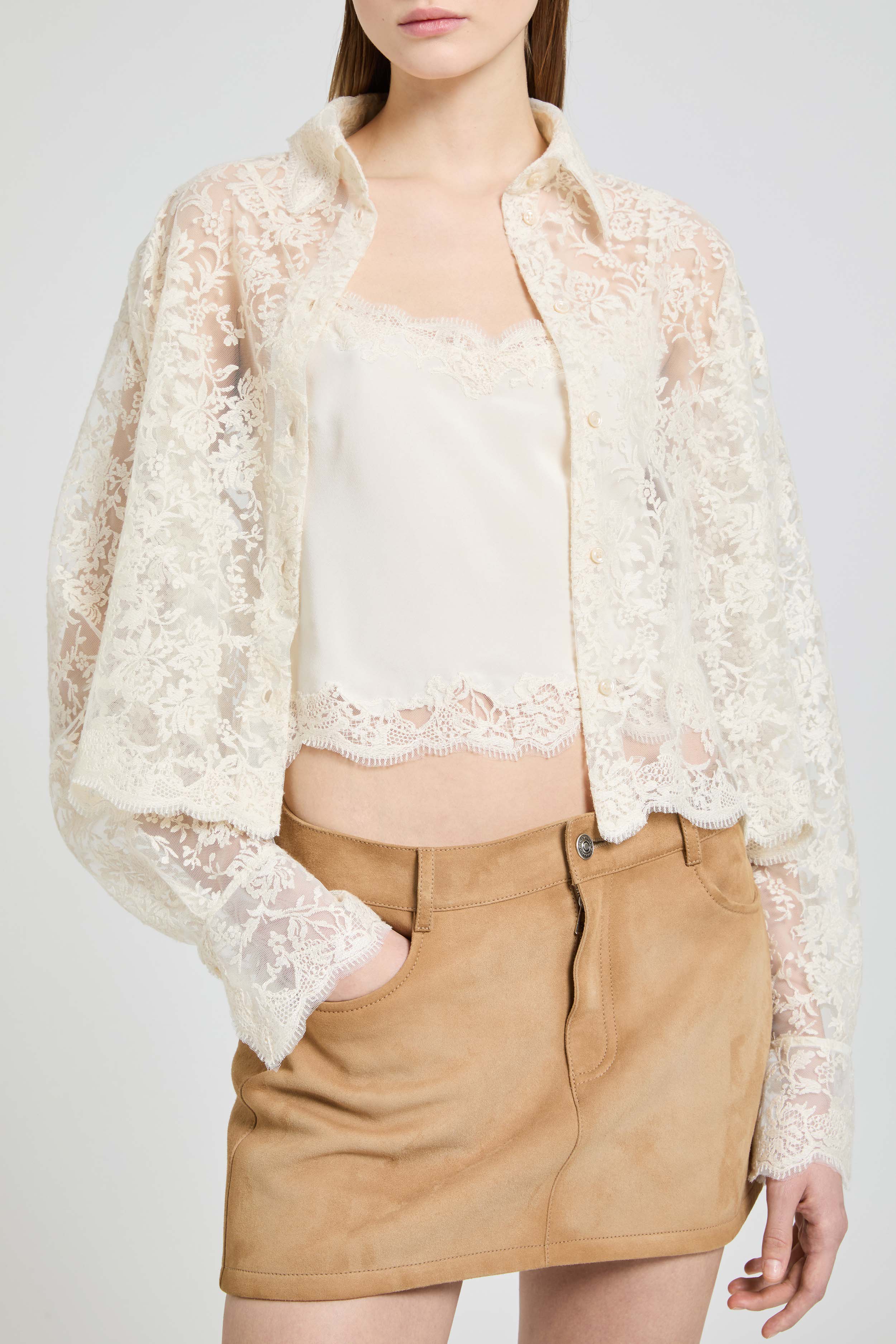 Embroidered tulle shirt with matching top - Image 4