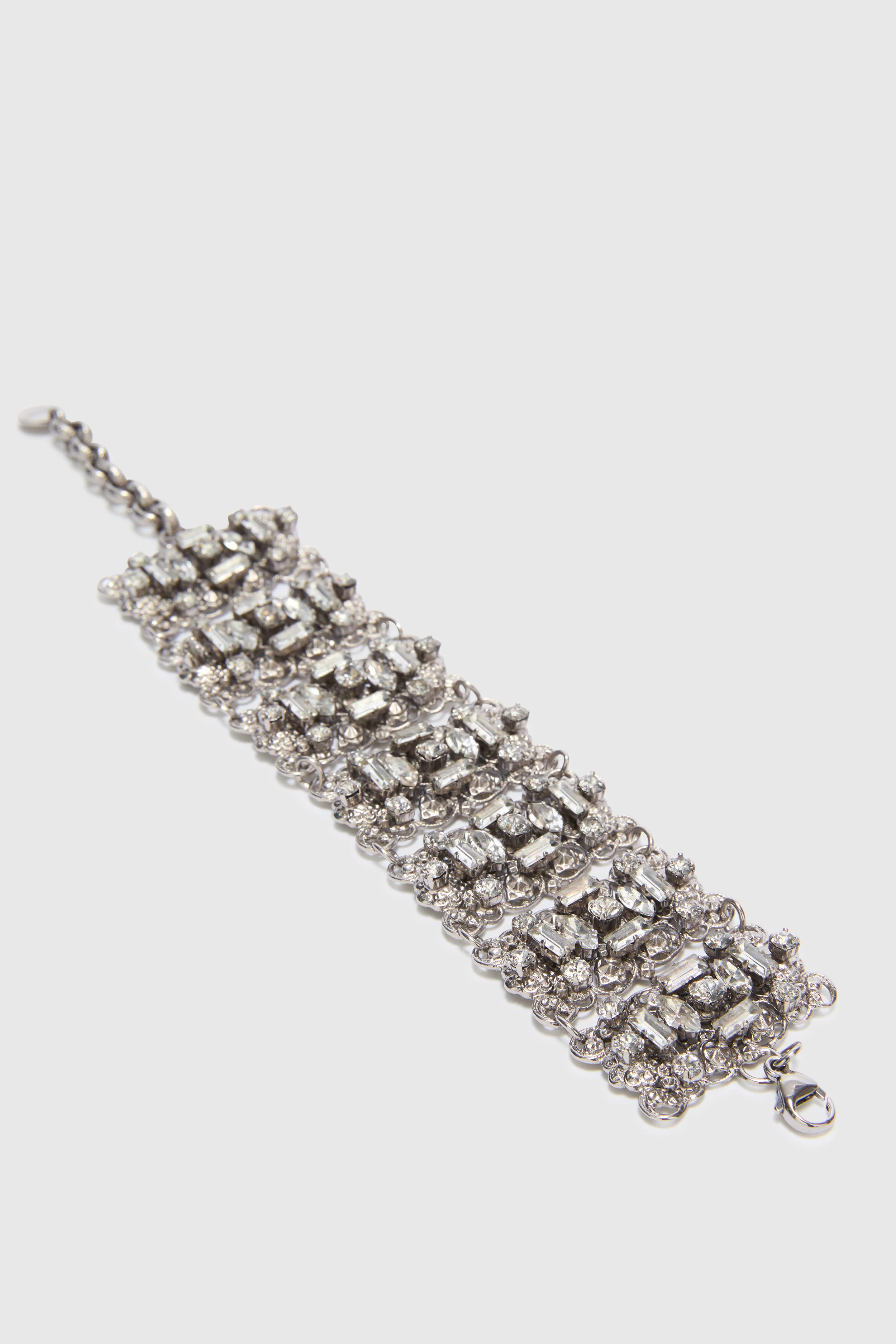 Filigree brass jewel bracelet with crystals - Image 3