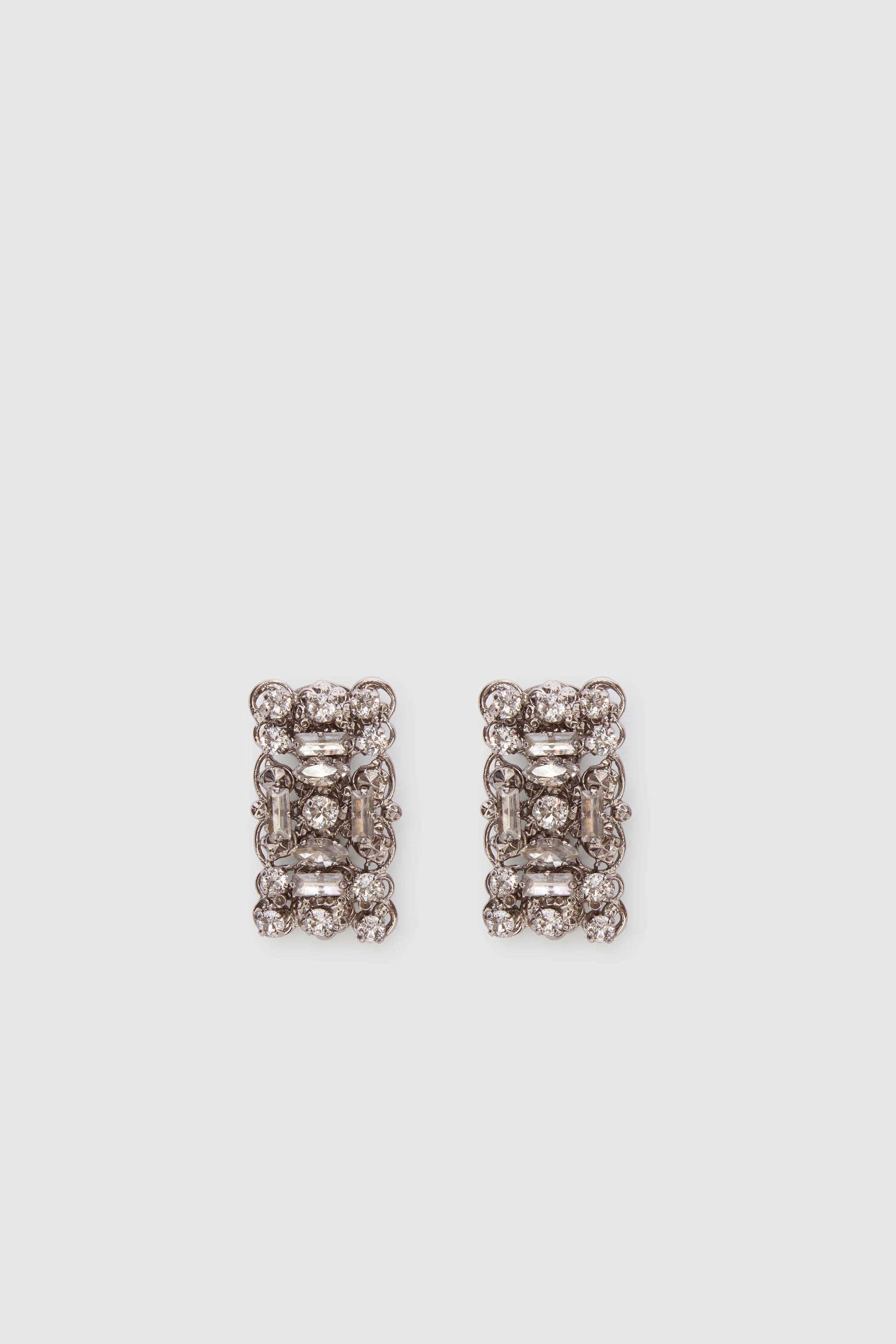 Filigree brass jewel earrings with crystals