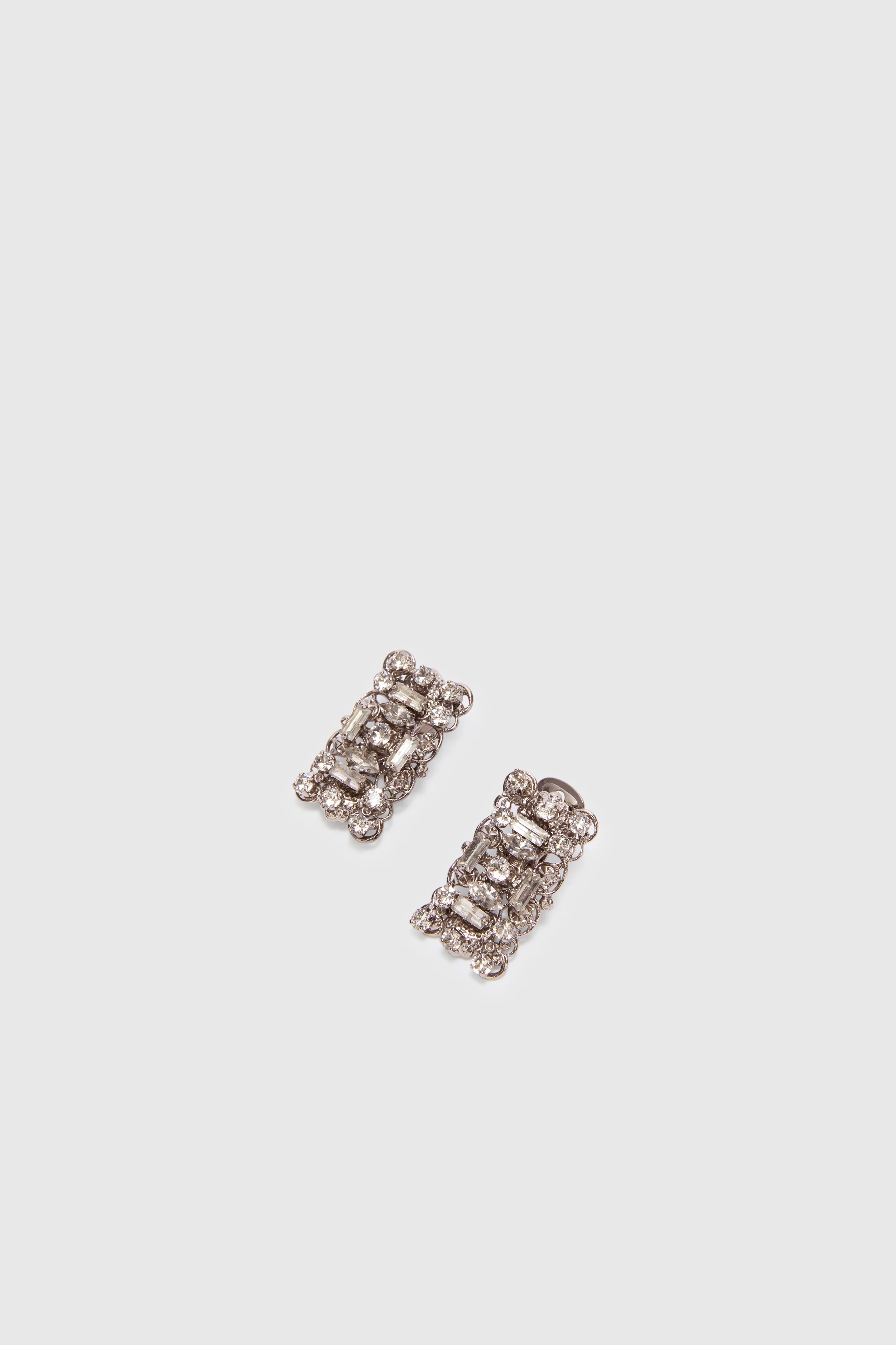 Filigree brass jewel earrings with crystals - Image 2