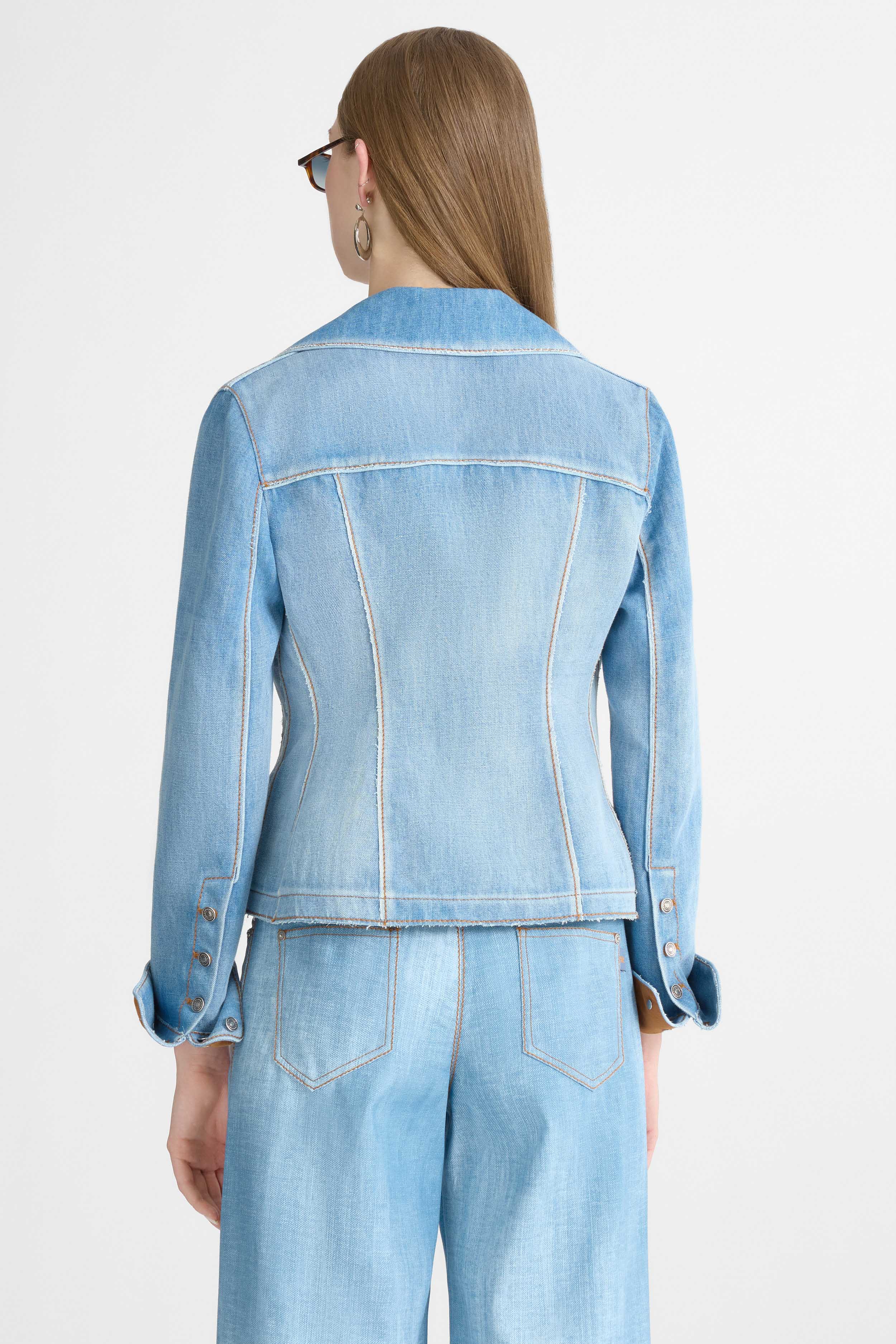 Fitted Chambray Cotton-Linen Jacket - Image 5