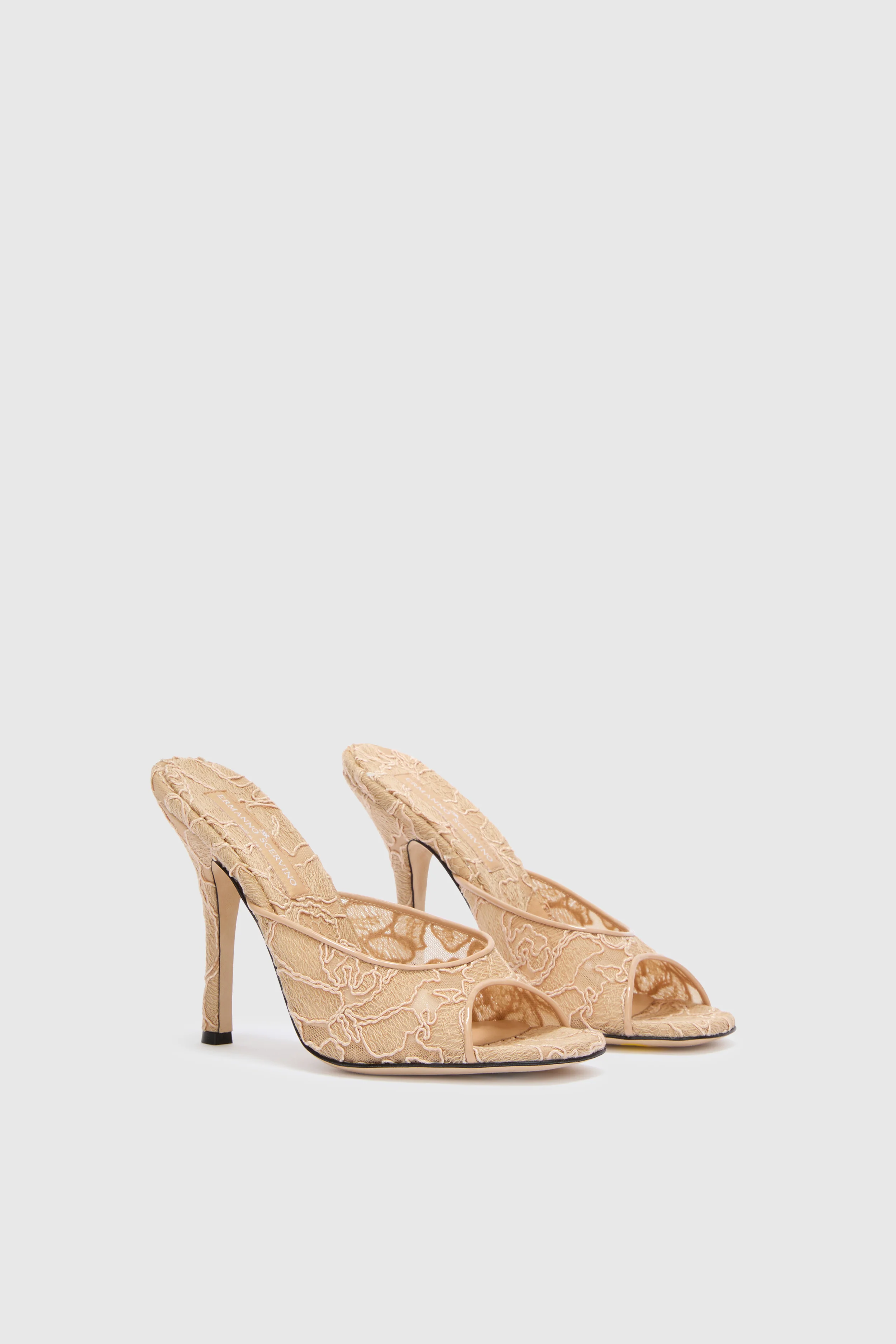 Floral rebrodé lace mule with 11 cm heel - Image 3