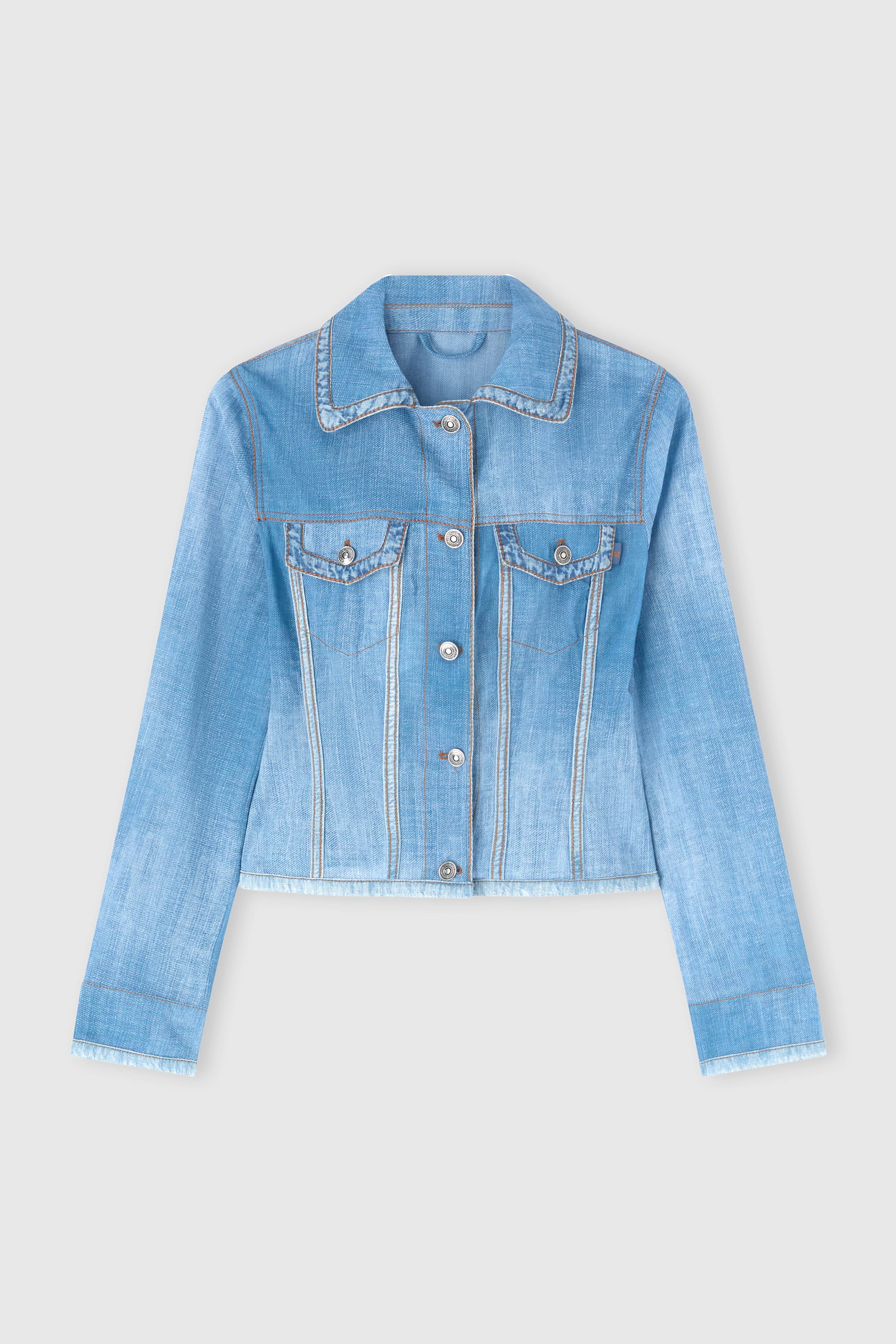 Georgette silk jacket with denim effect