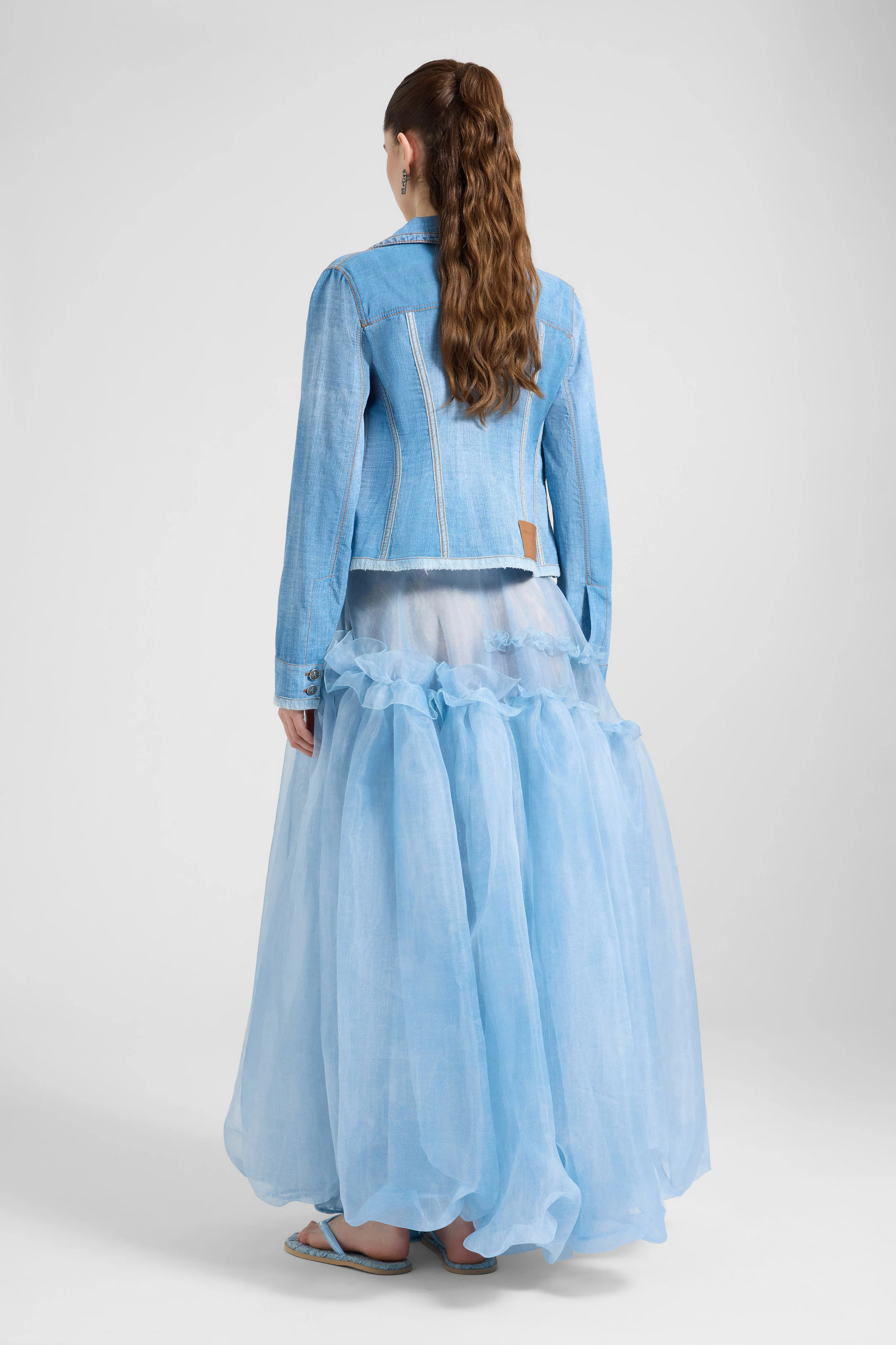 Georgette silk jacket with denim effect - Image 4