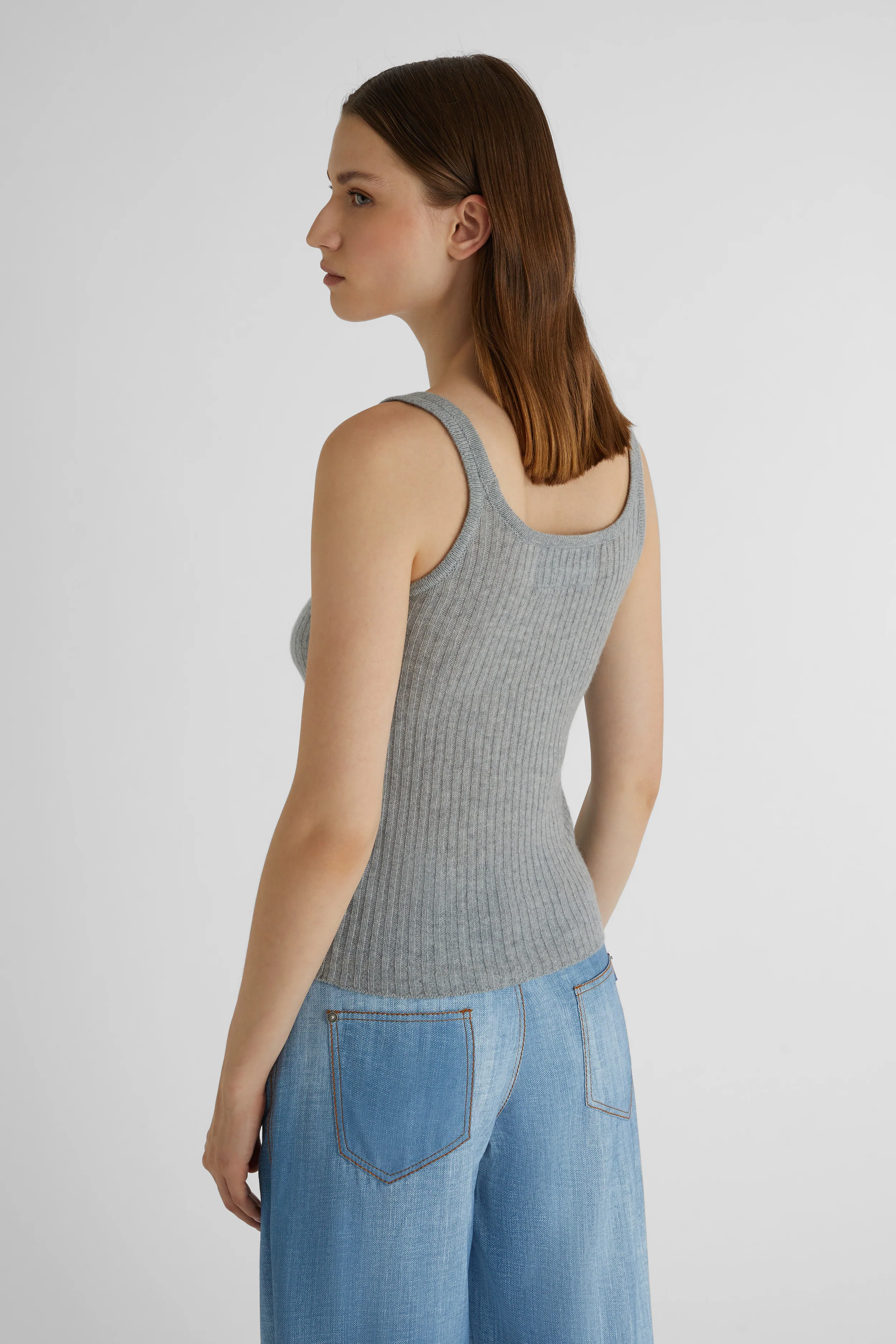Gray pure cashmere tank top - Image 3