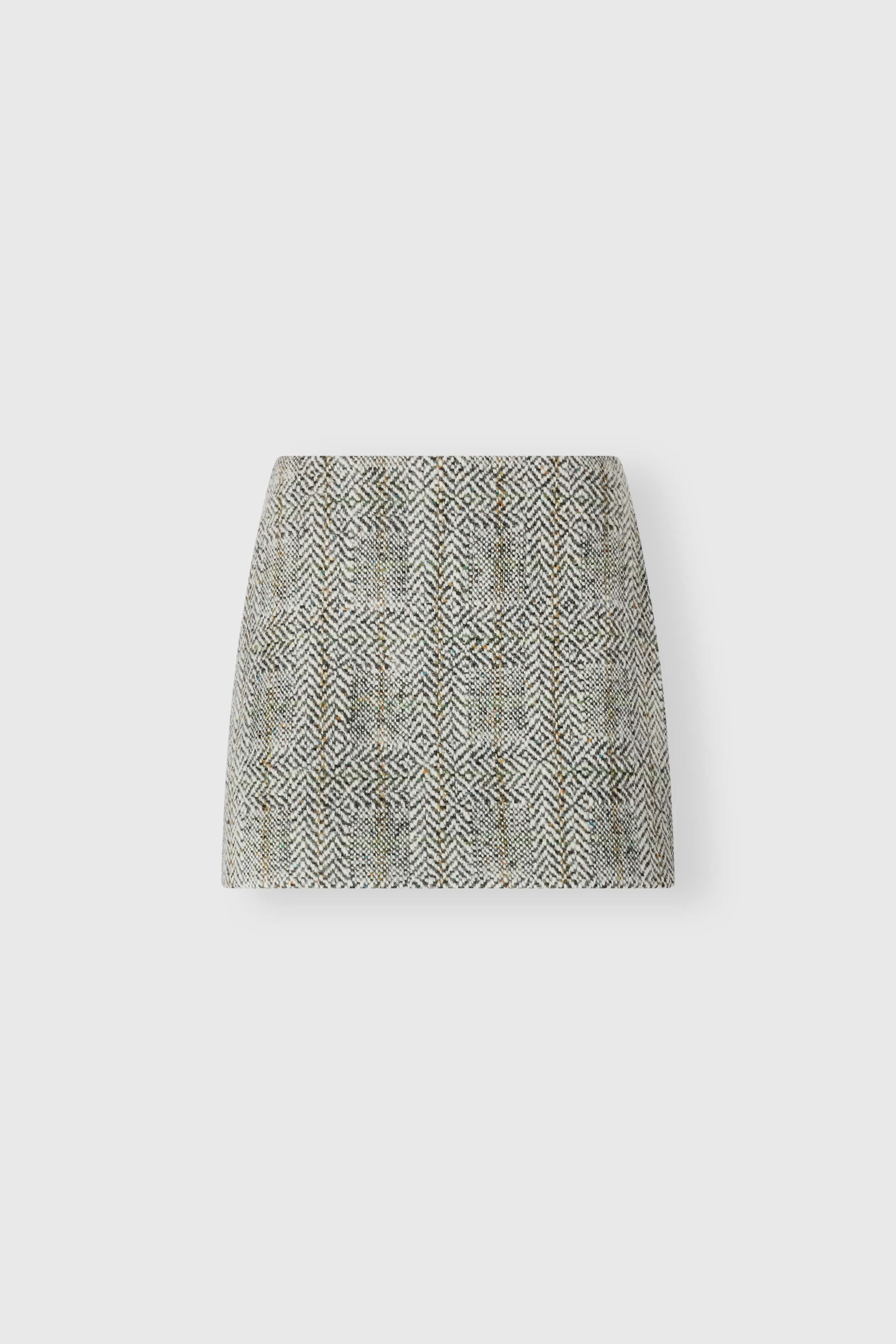 Herringbone tailoring twill mini skirt