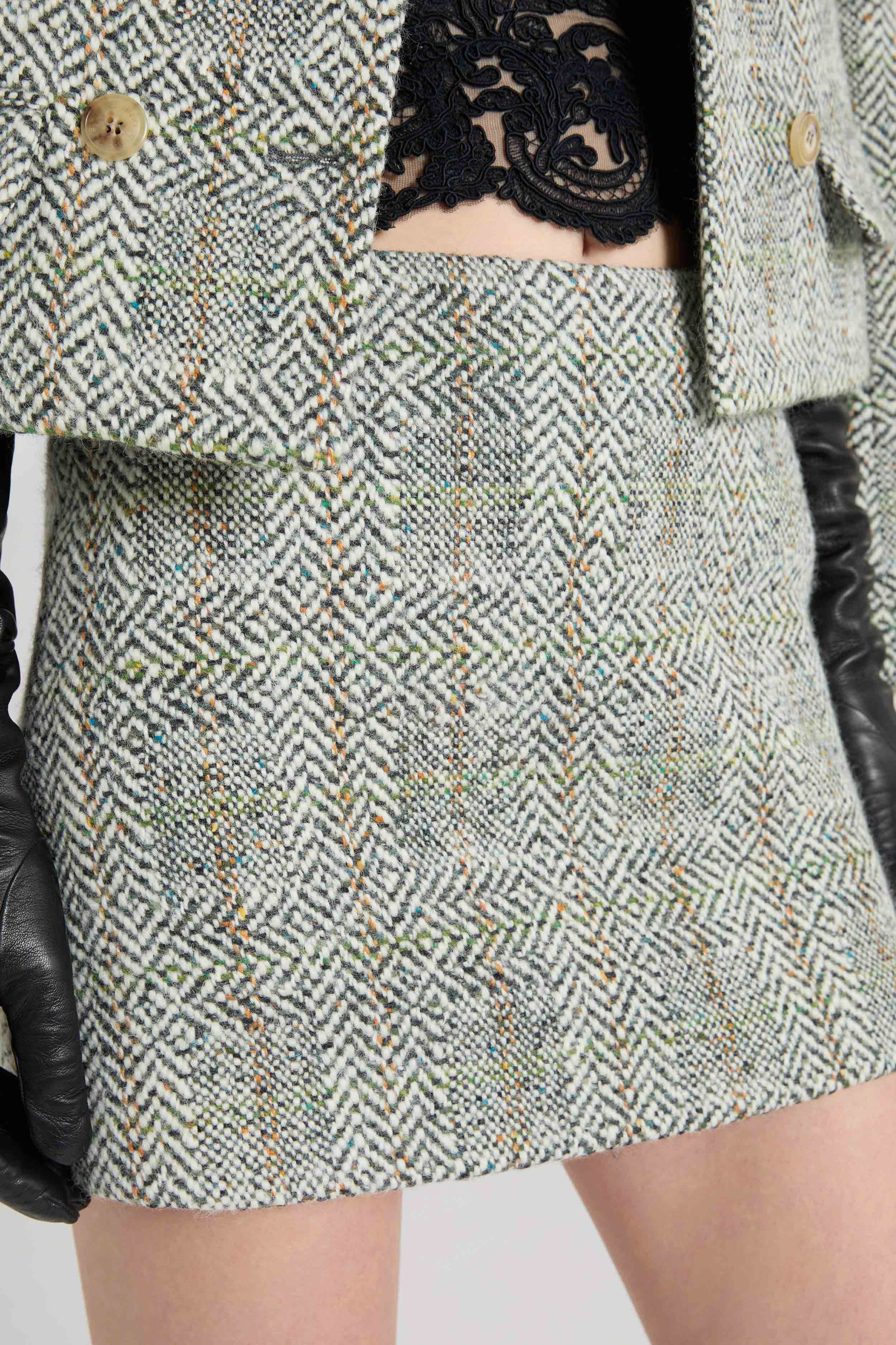Herringbone tailoring twill mini skirt - Image 4