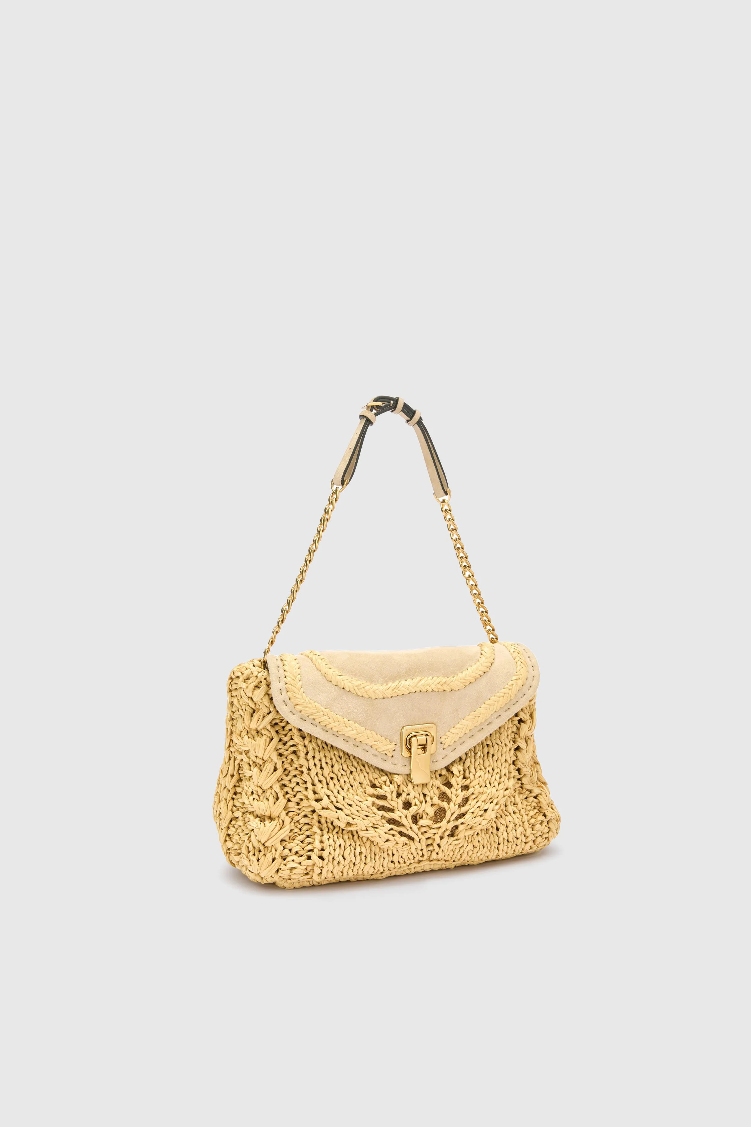 Joy shoulder bag in raffia and suede - Image 3