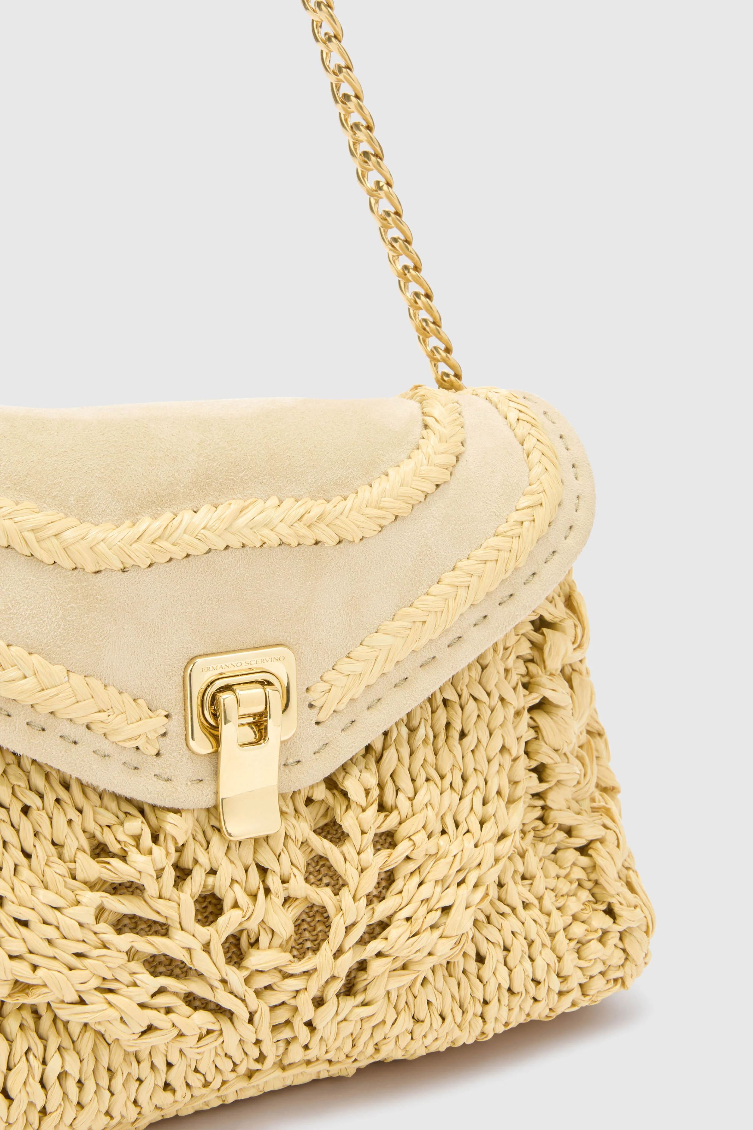 Joy shoulder bag in raffia and suede - Image 4