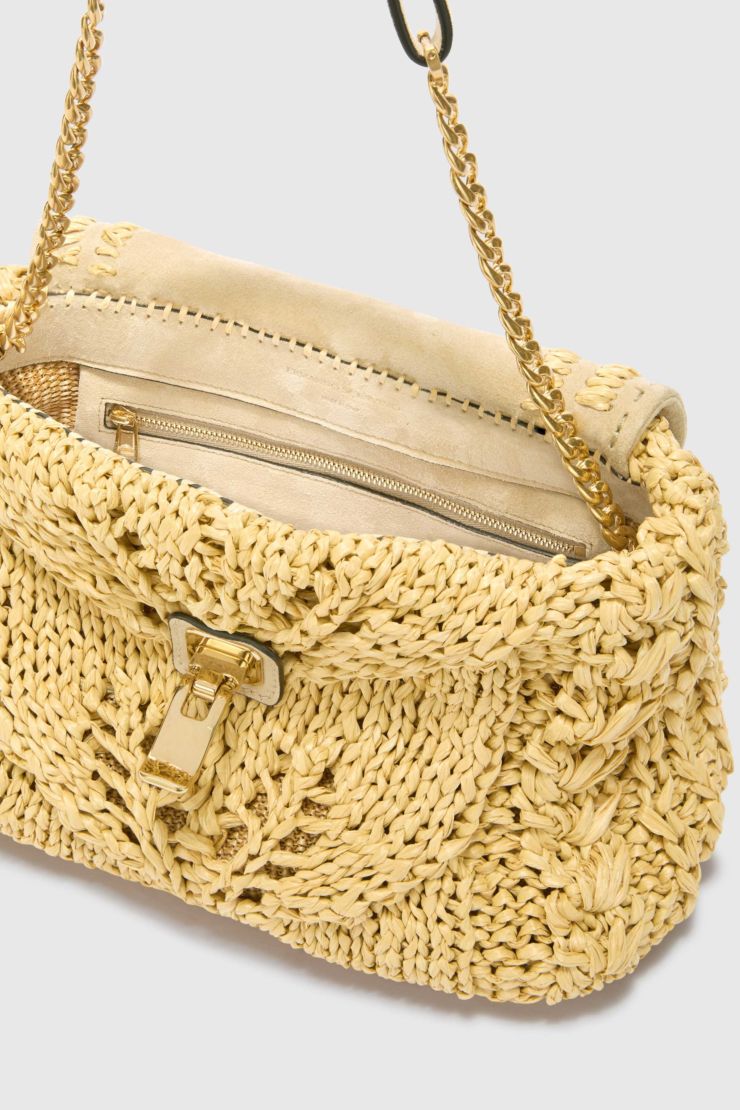 Joy shoulder bag in raffia and suede - Image 5