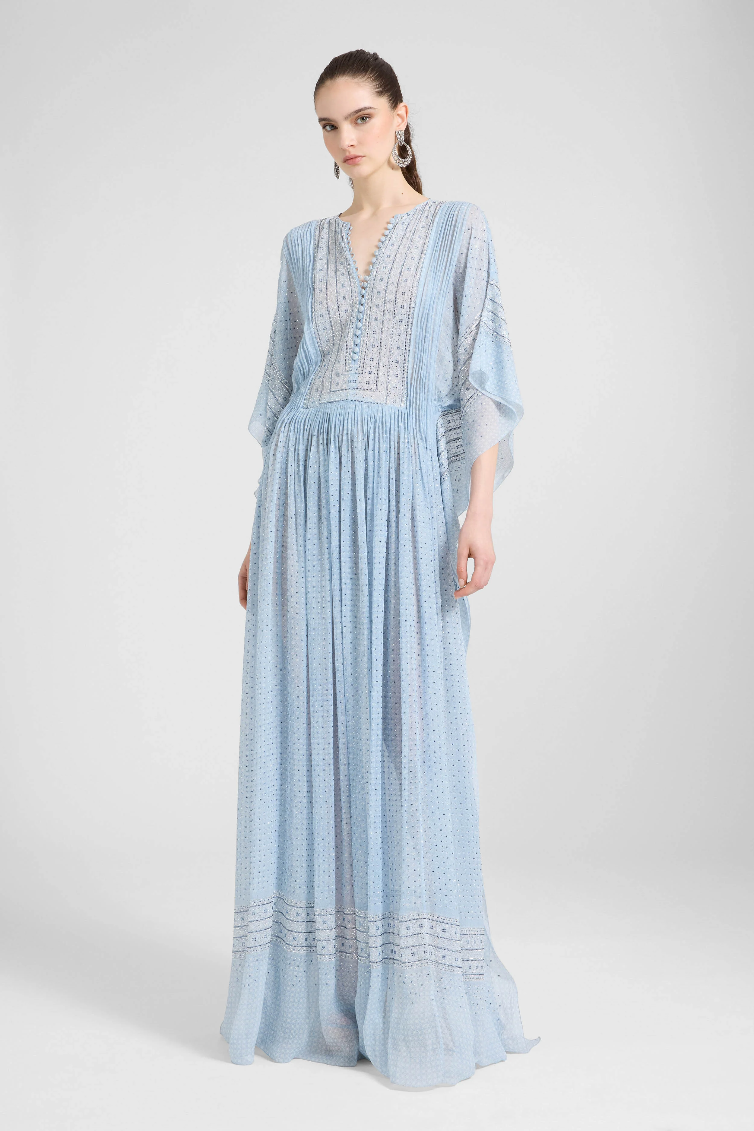 Kaftan in printed silk with hand-applied crystals - Image 2