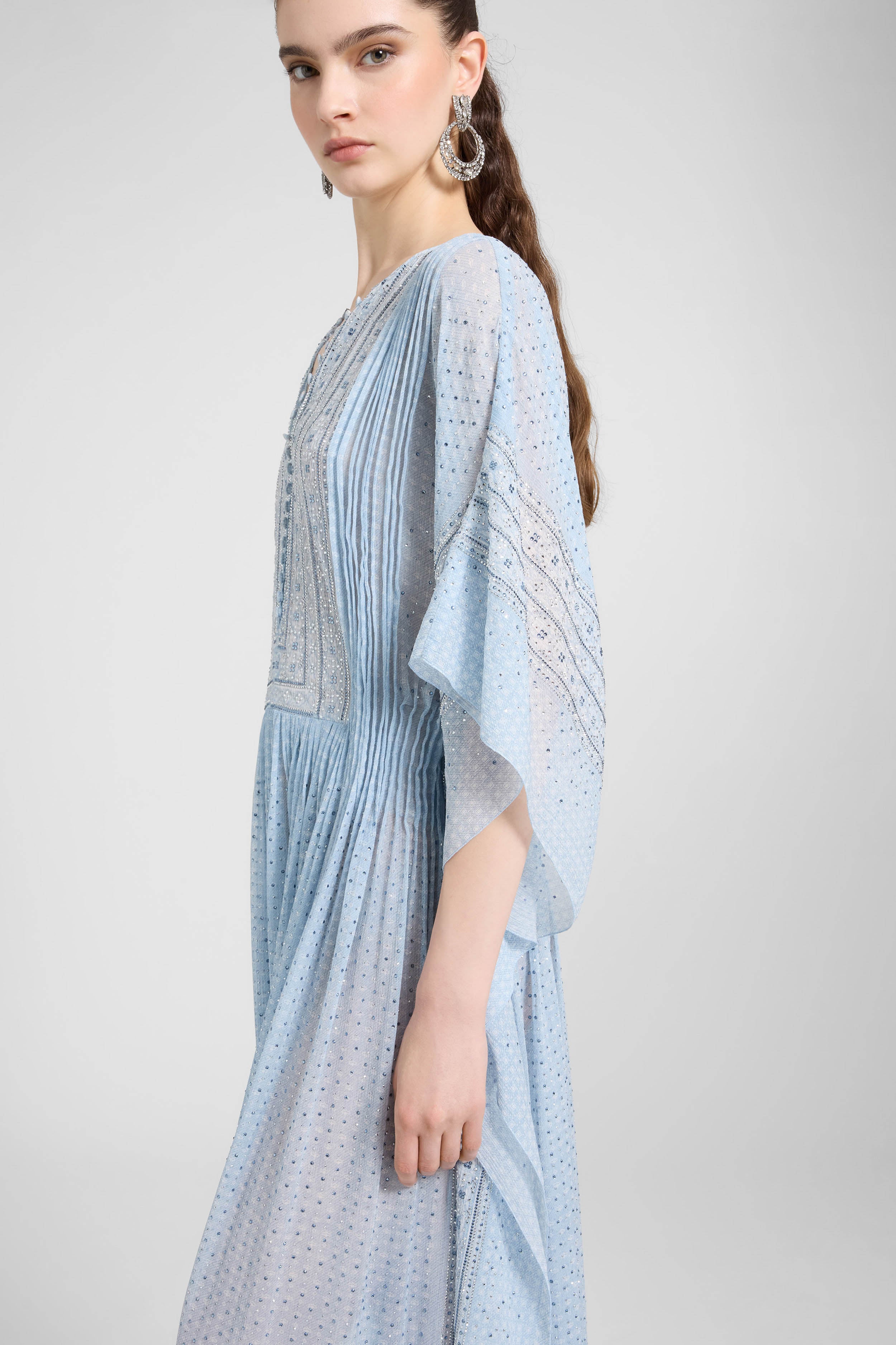 Kaftan in printed silk with hand-applied crystals - Image 3