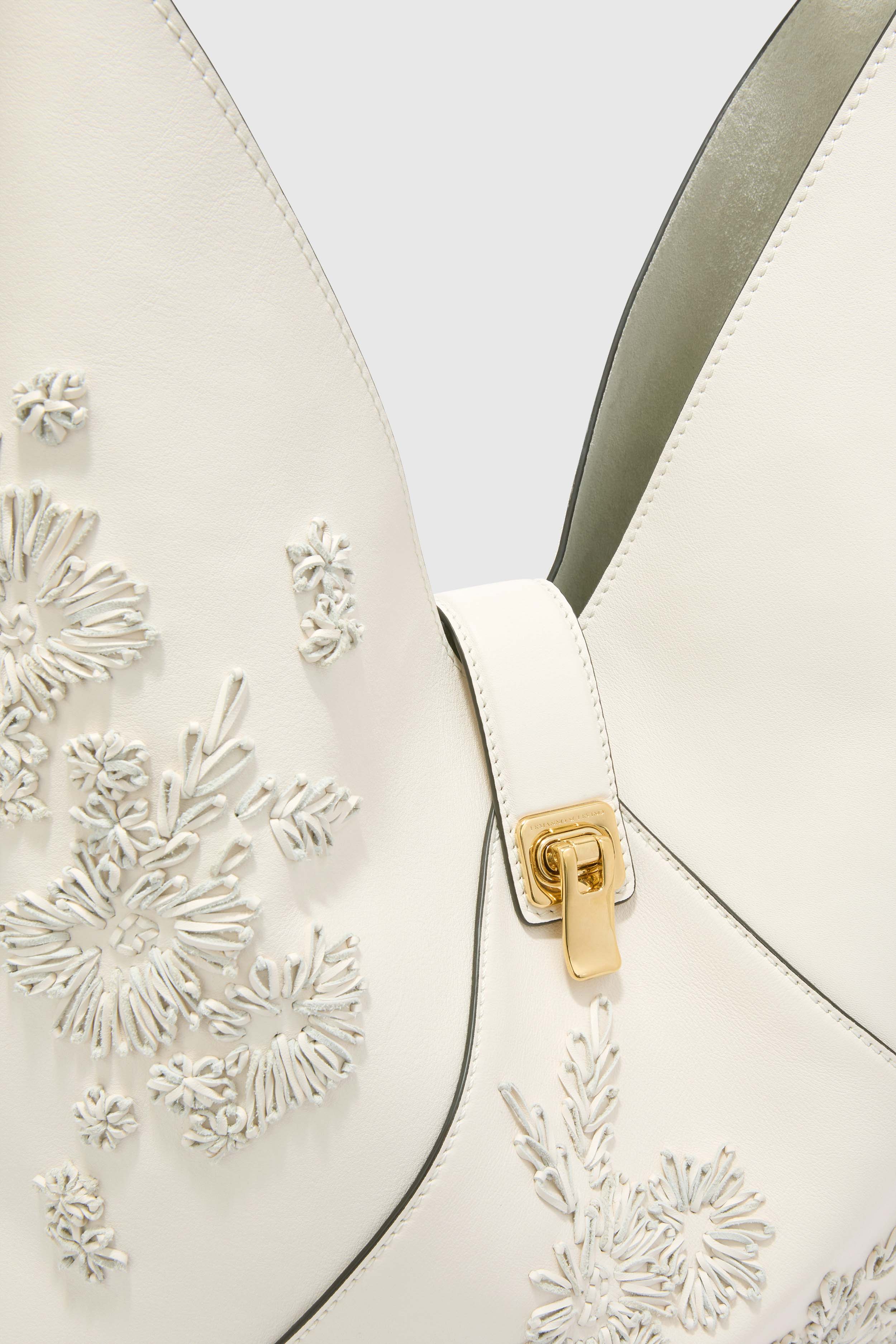 Large Clio bag in calf leather with floral embroidery - Image 5