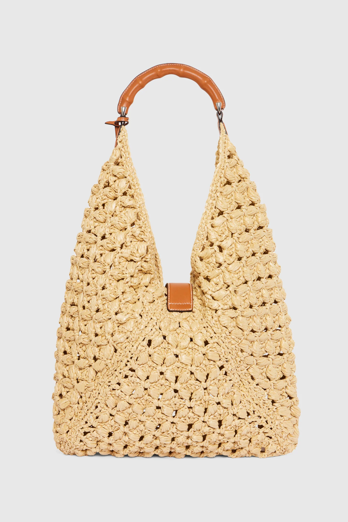 Large Clio bag in natural raffia with bamboo handle - Image 4