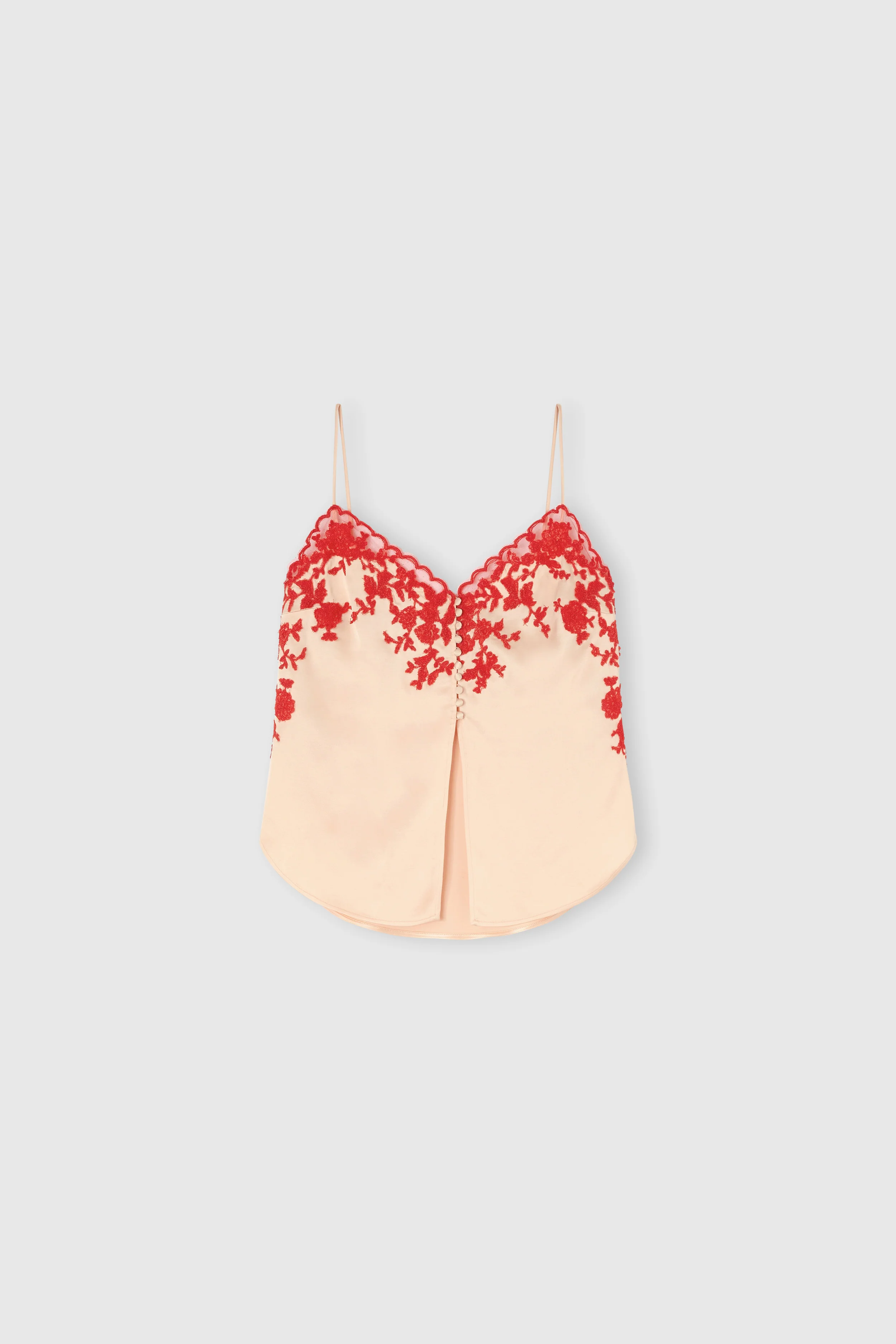 Lingerie-Style Top in Viscose Cady with Rebrodé Lace