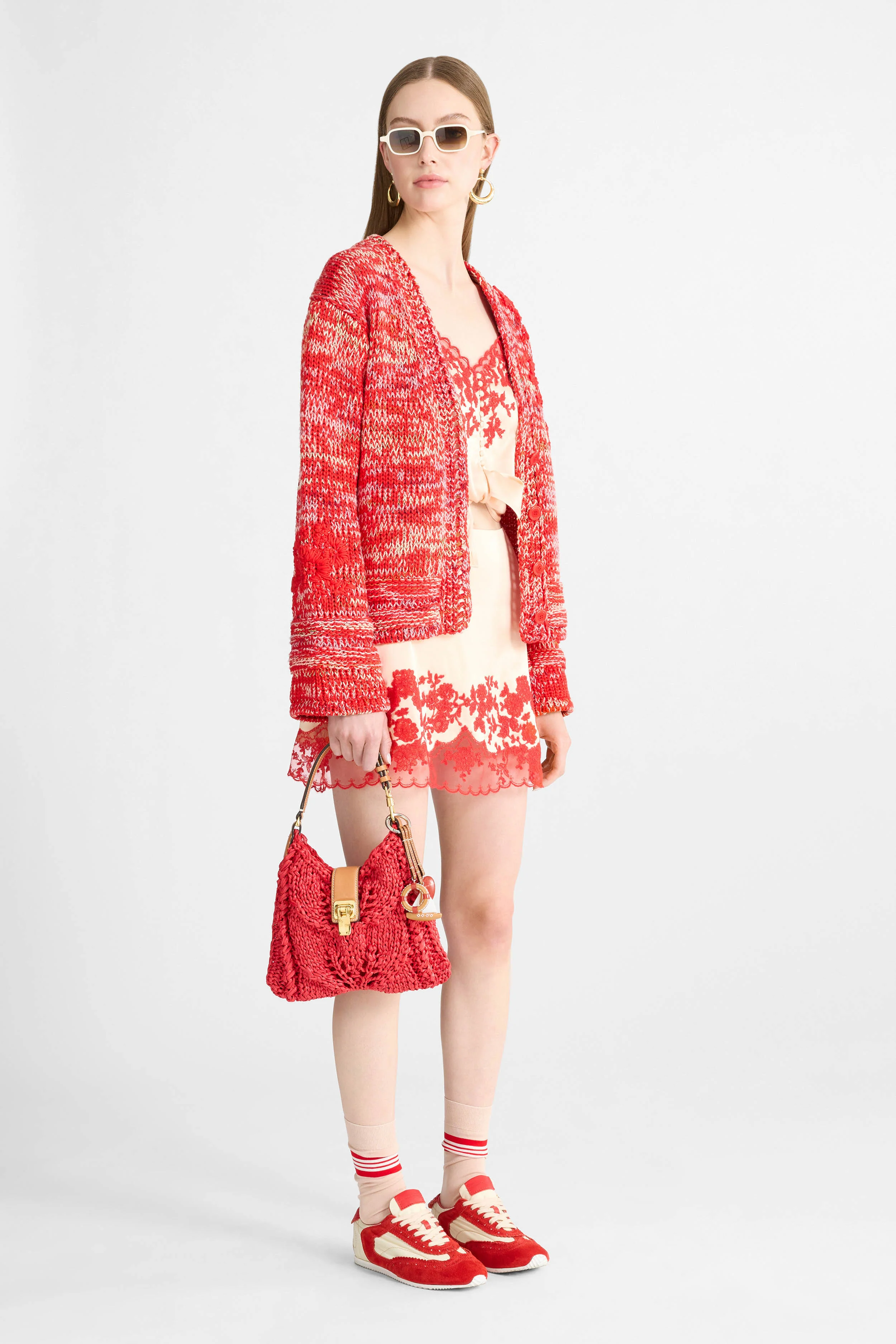 Lingerie-Style Top in Viscose Cady with Rebrodé Lace - Image 5