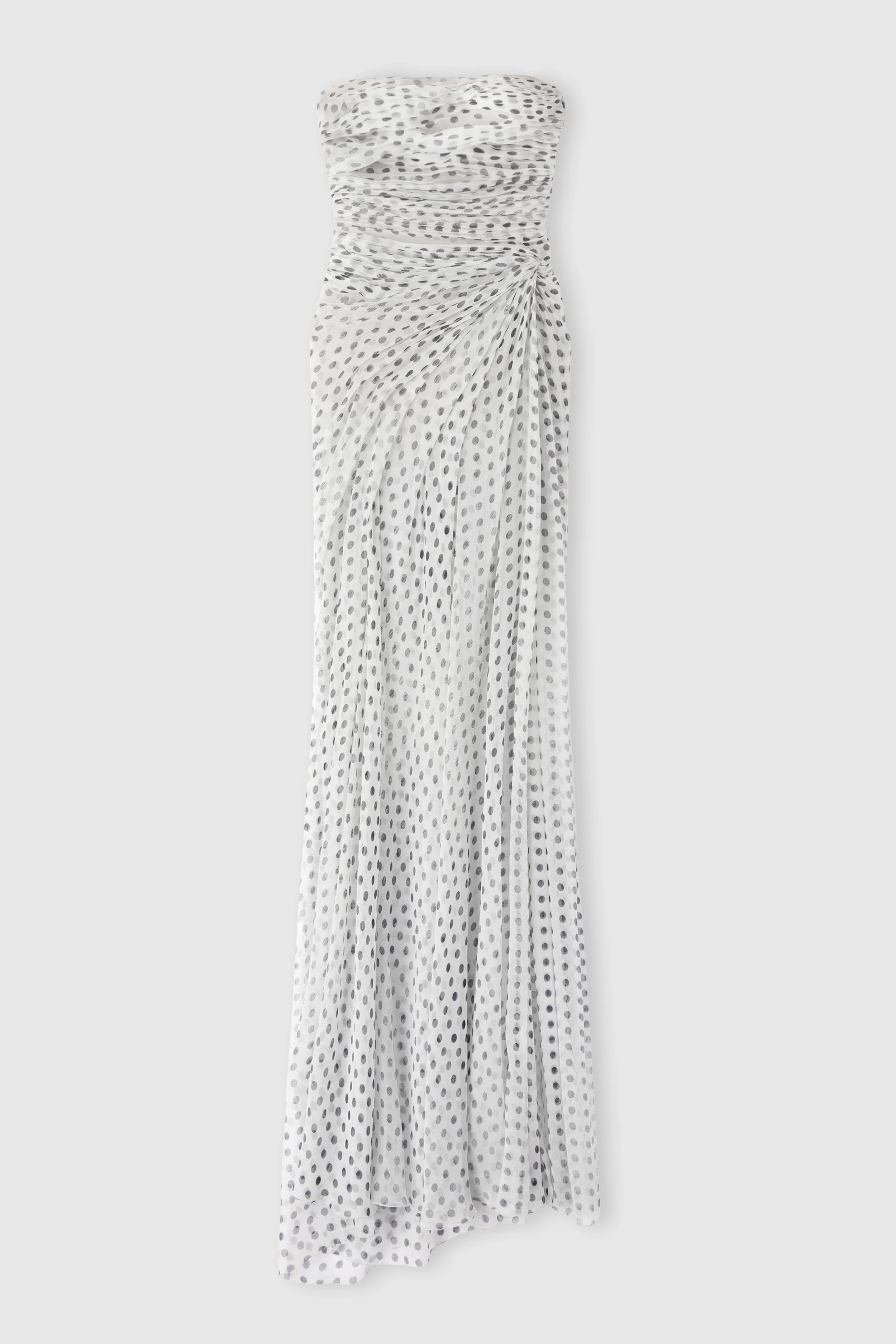 Long Draped Chiffon Silk Dress