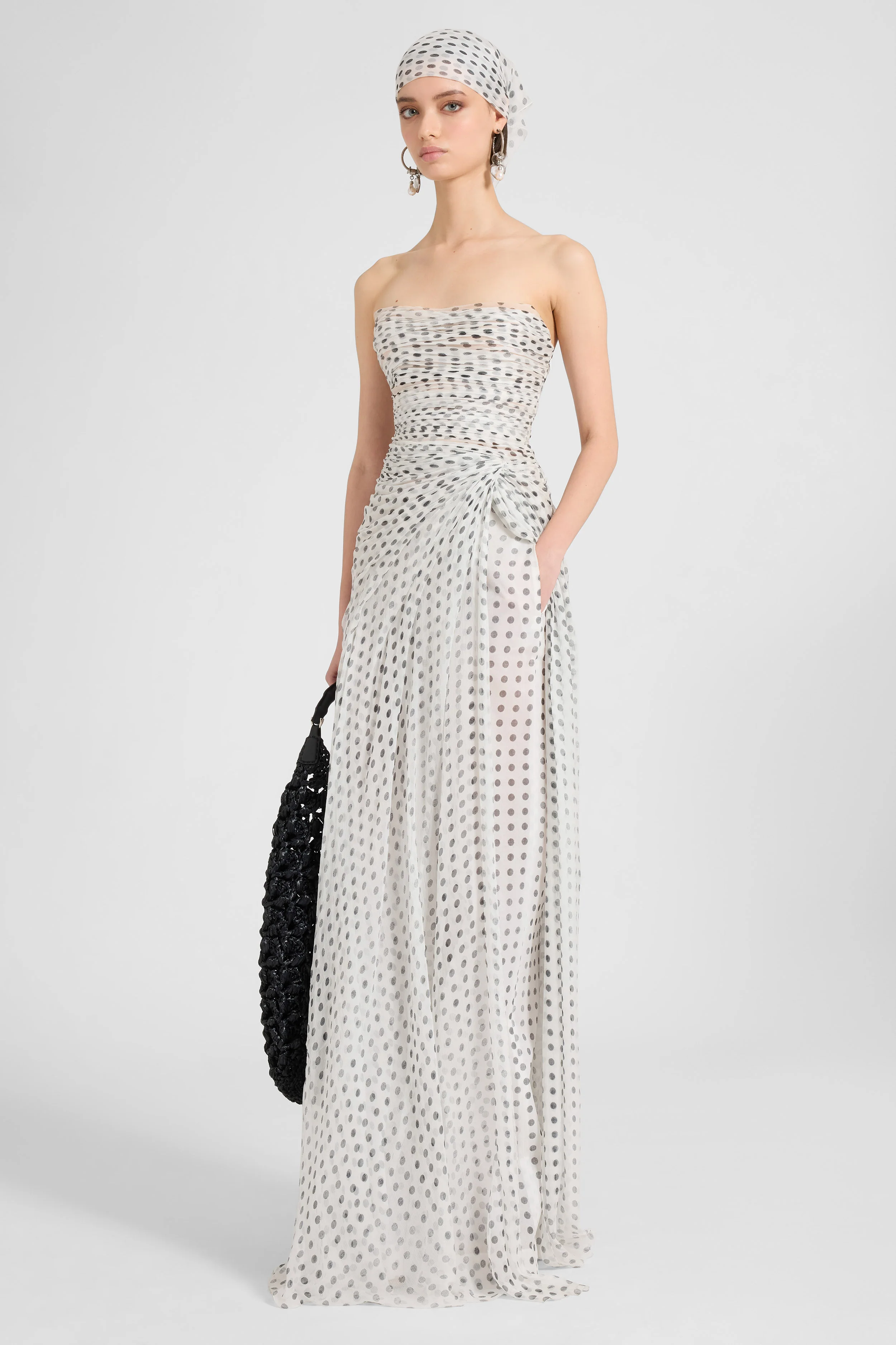 Long Draped Chiffon Silk Dress - Image 2