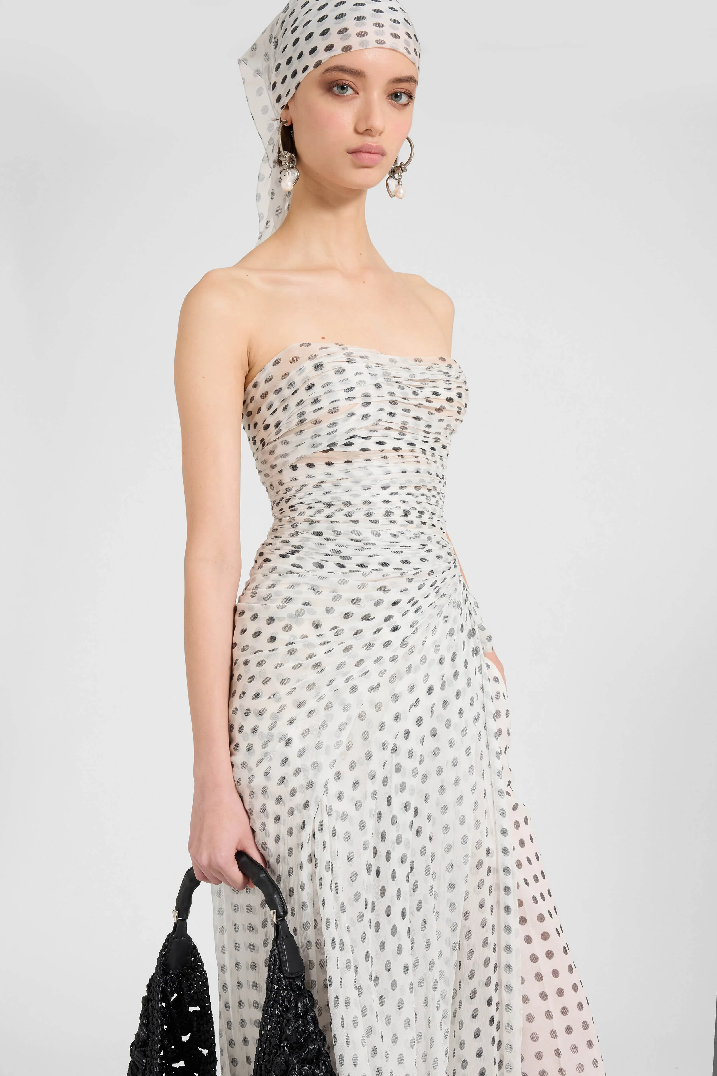 Long Draped Chiffon Silk Dress - Image 3