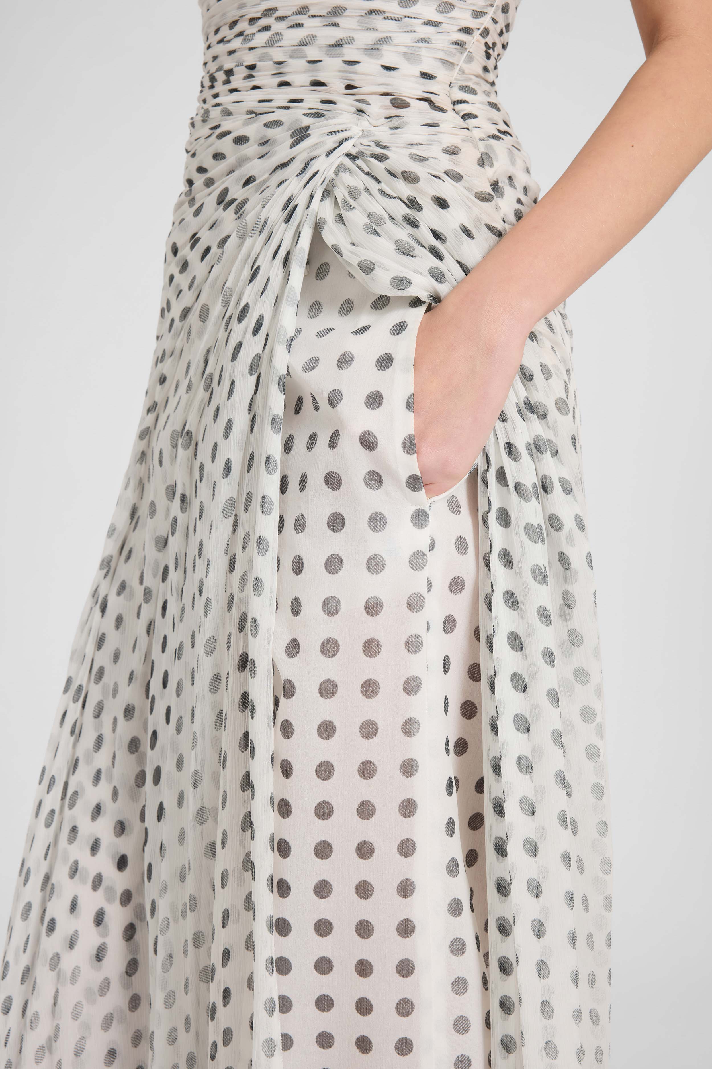 Long Draped Chiffon Silk Dress - Image 5