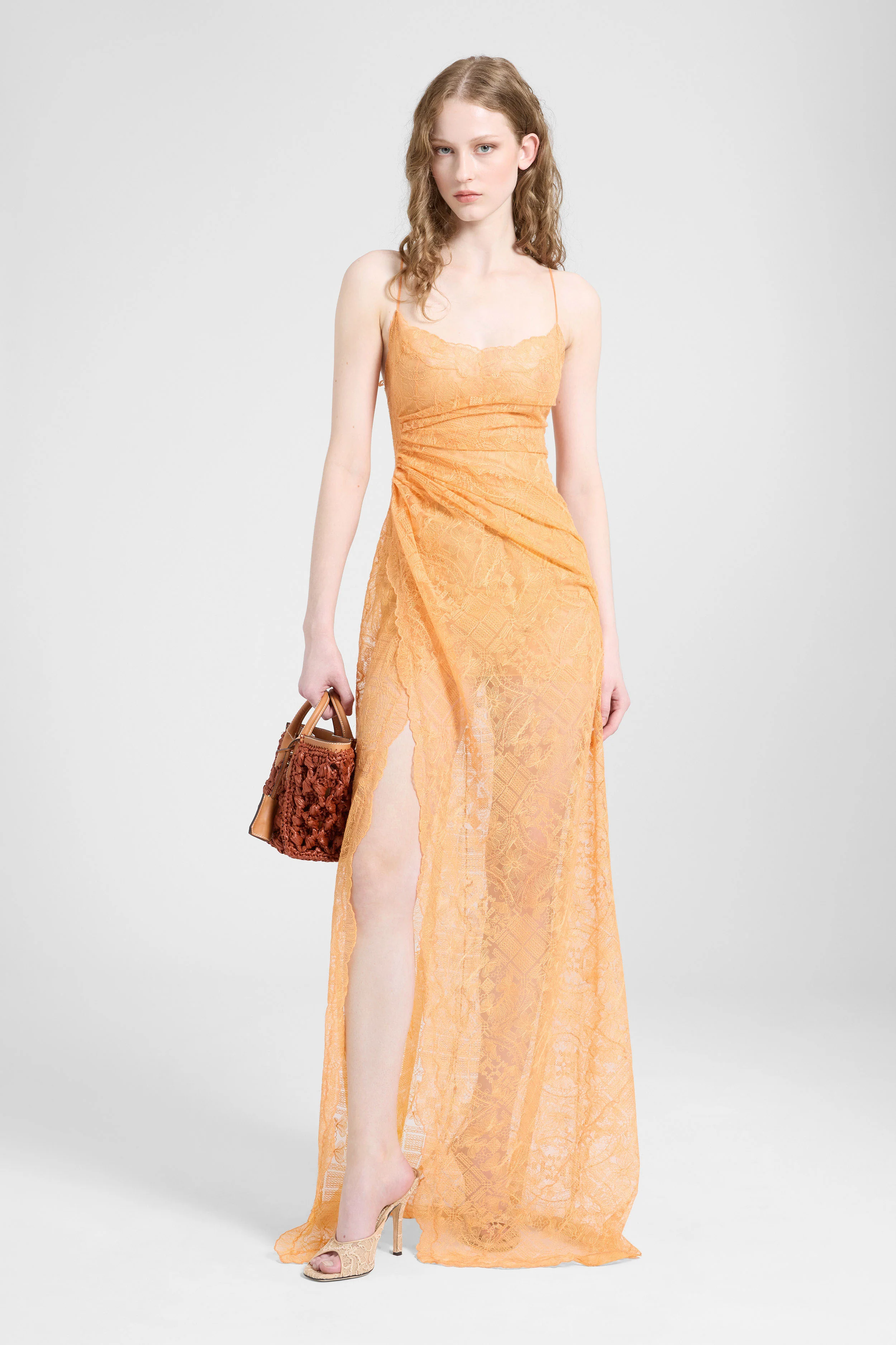 Long lace slip dress with ultra-fine straps - Image 2