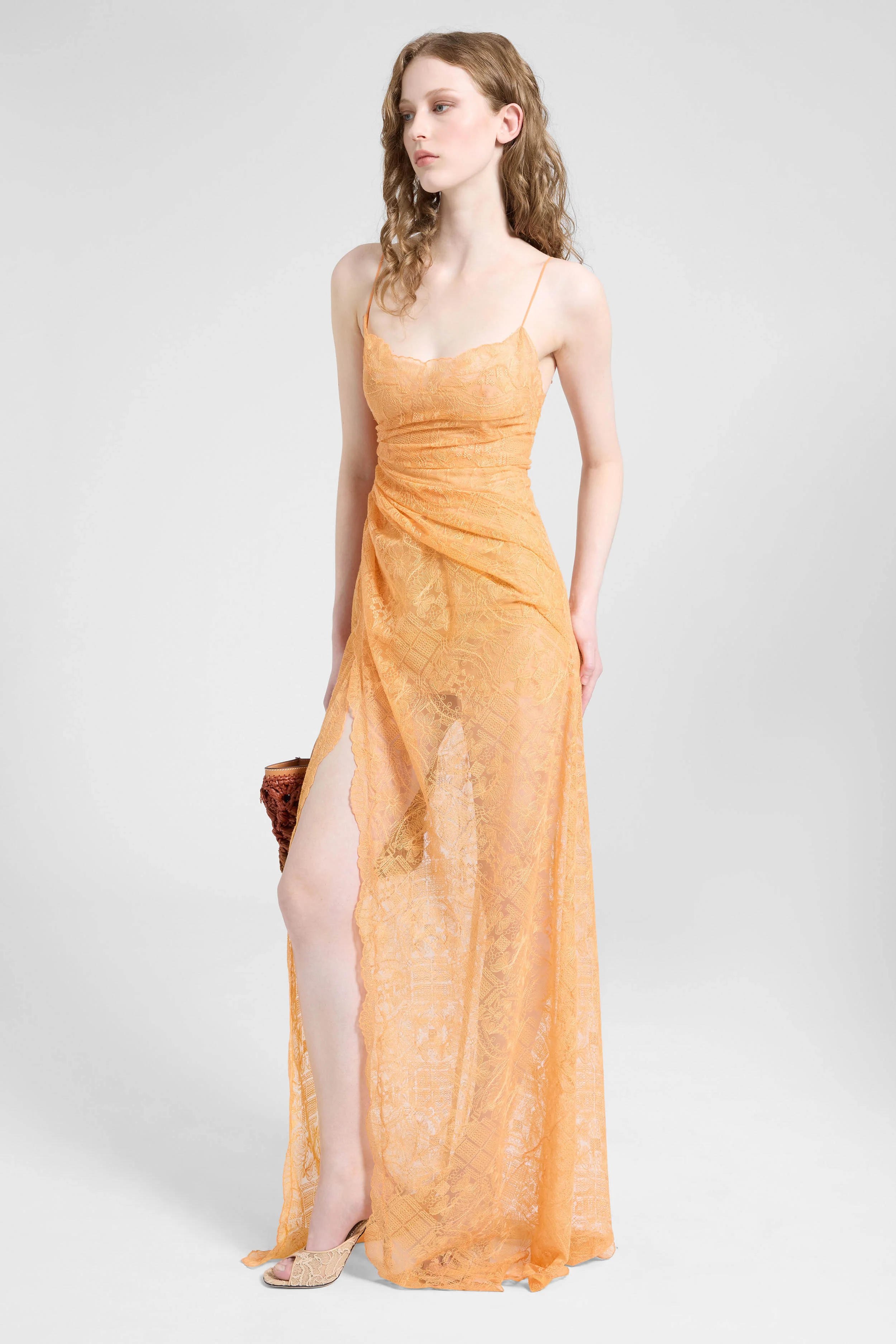 Long lace slip dress with ultra-fine straps - Image 4