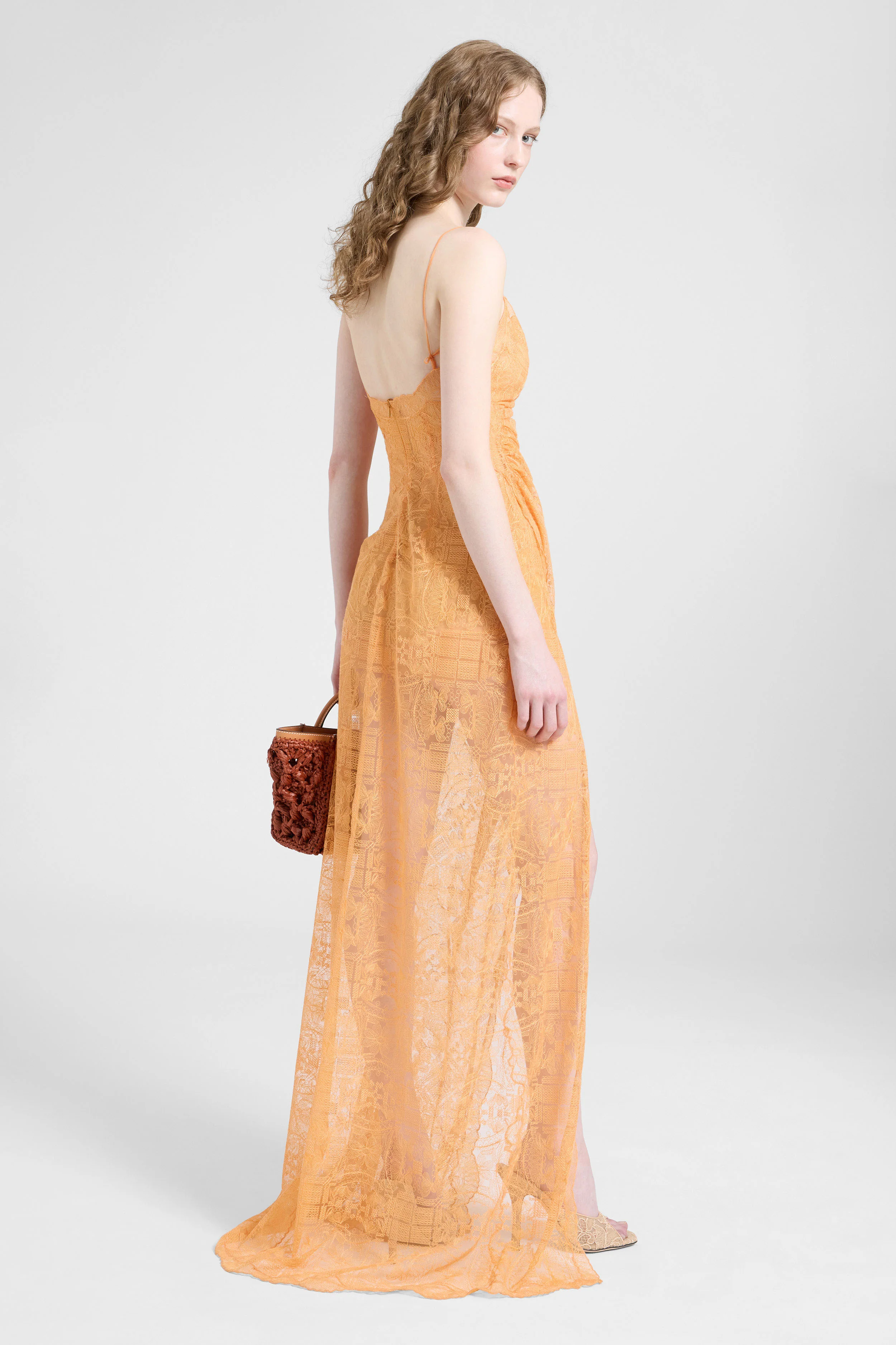 Long lace slip dress with ultra-fine straps - Image 5