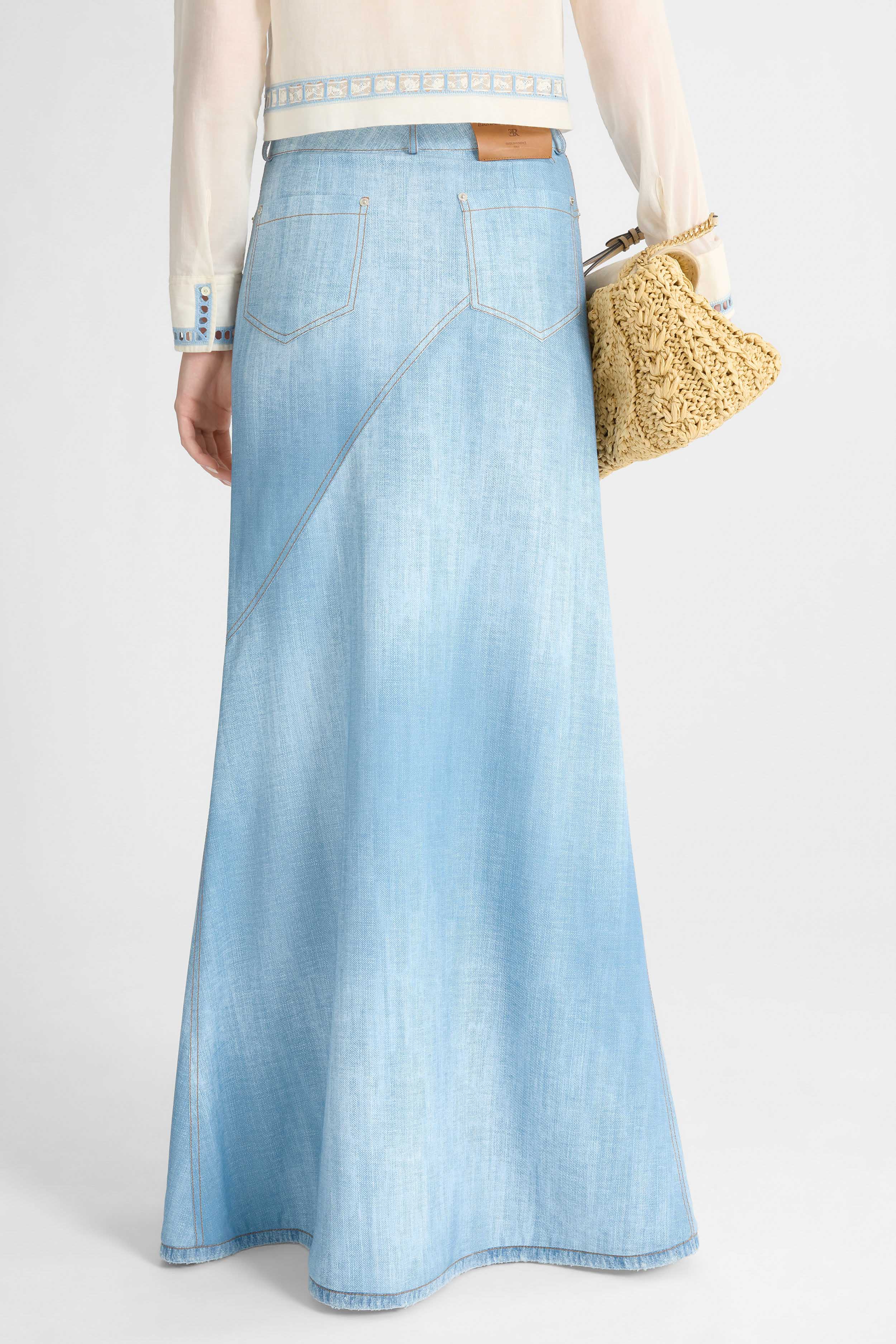Long Skirt in Marocain Jeans Print - Image 4