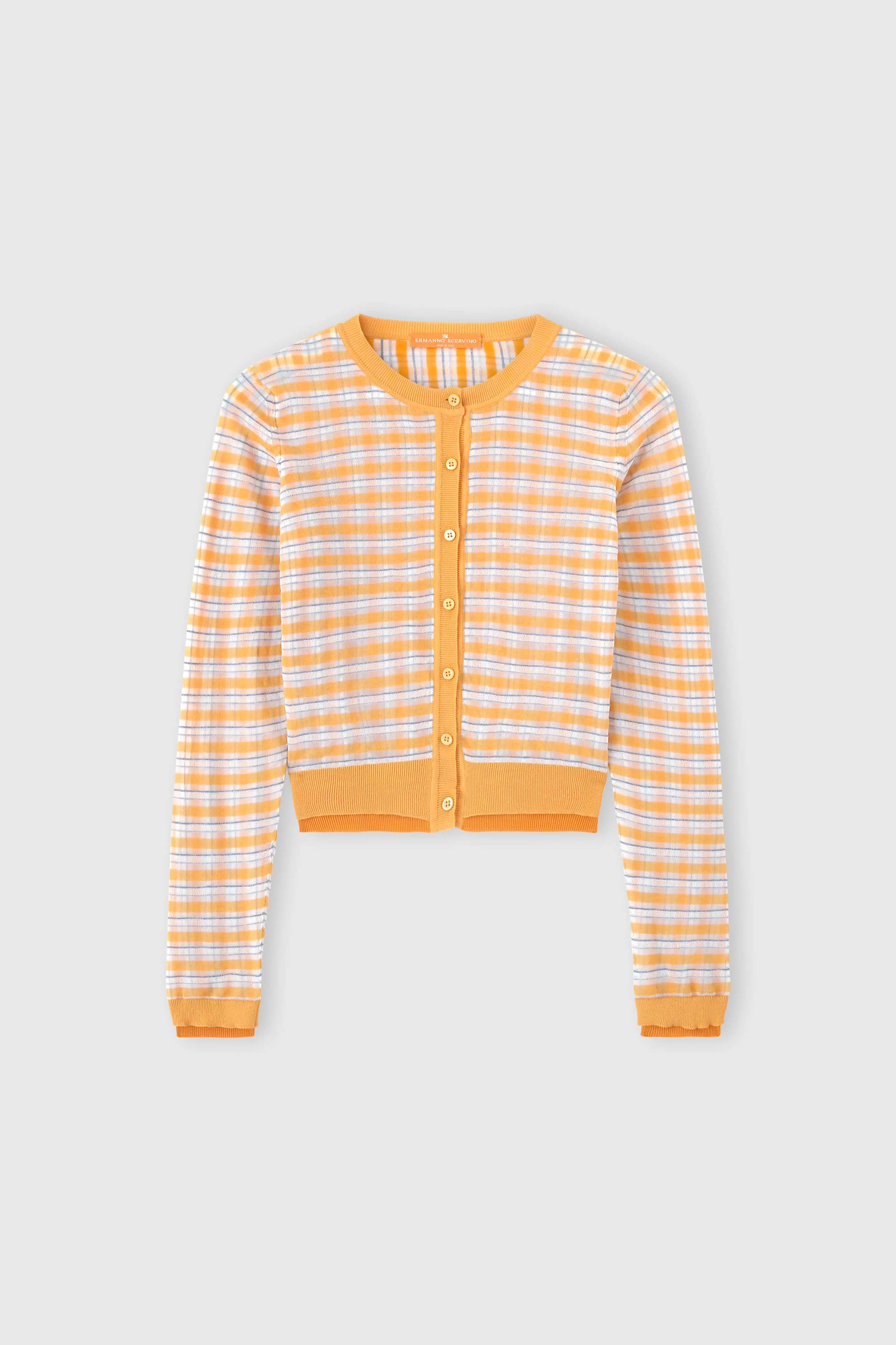 Long-sleeve cardigan with front button closure