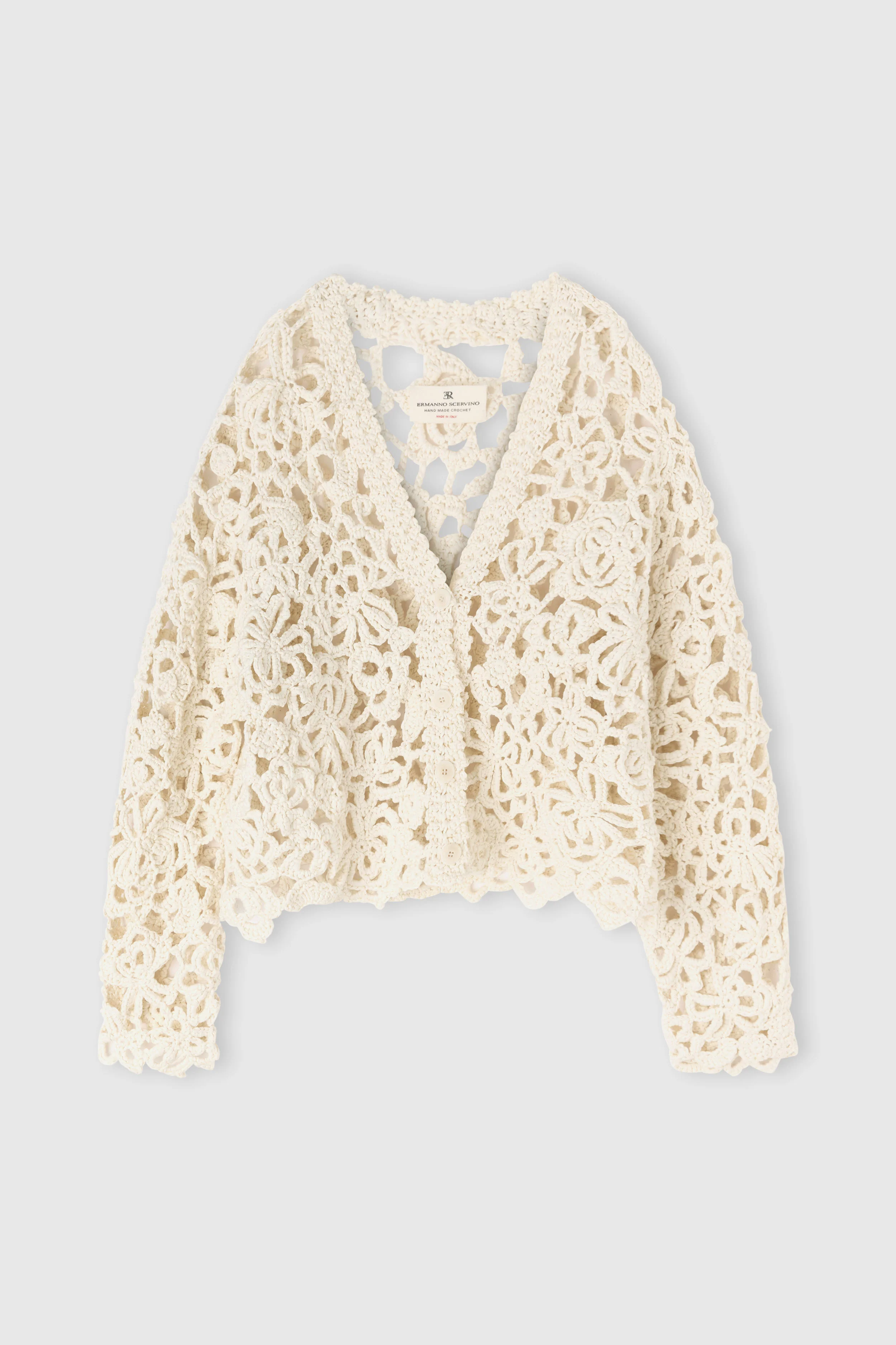 Long-sleeve crochet cotton cardigan «Giardini d’autore»