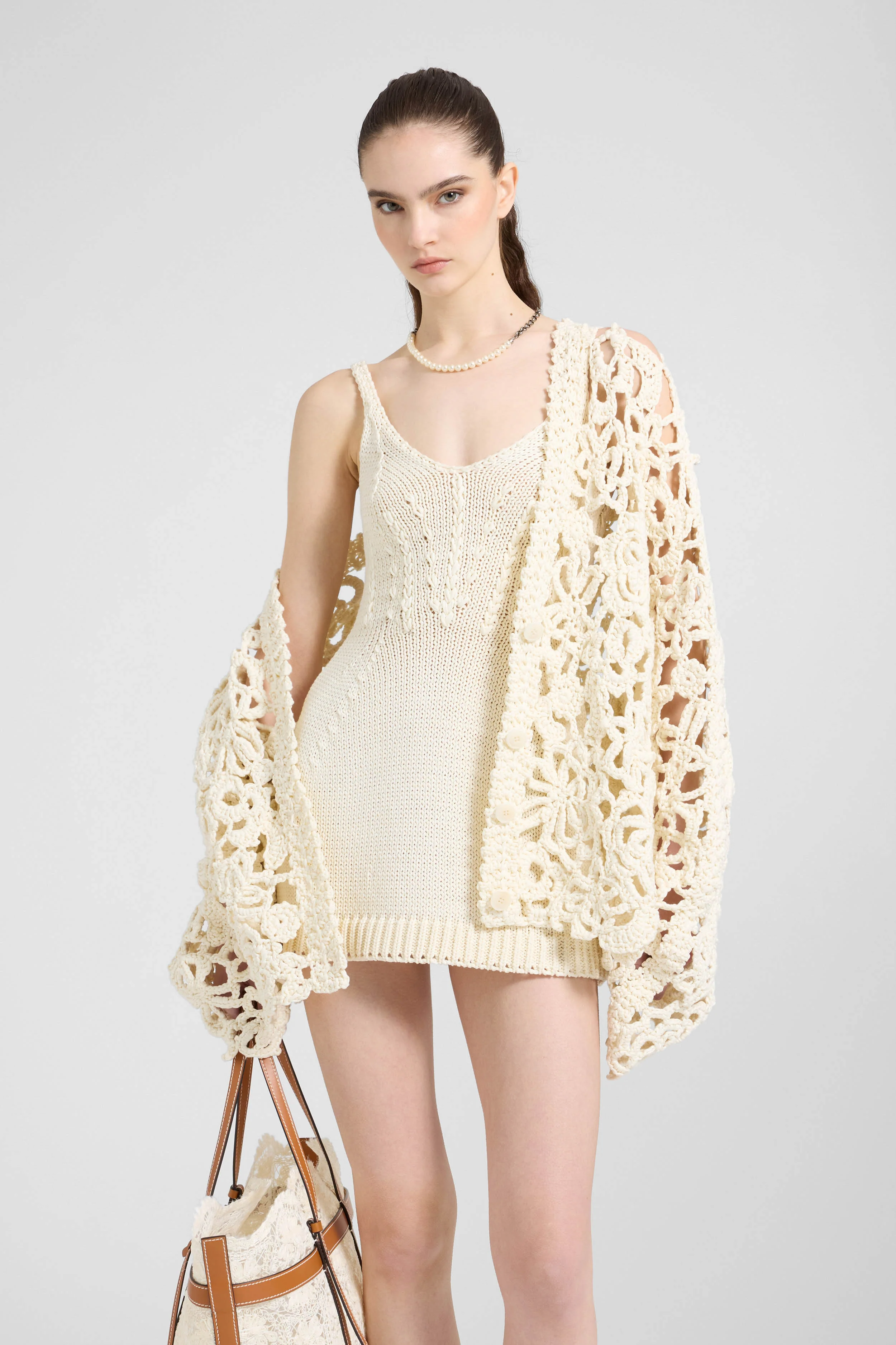 Long-sleeve crochet cotton cardigan «Giardini d’autore» - Image 3